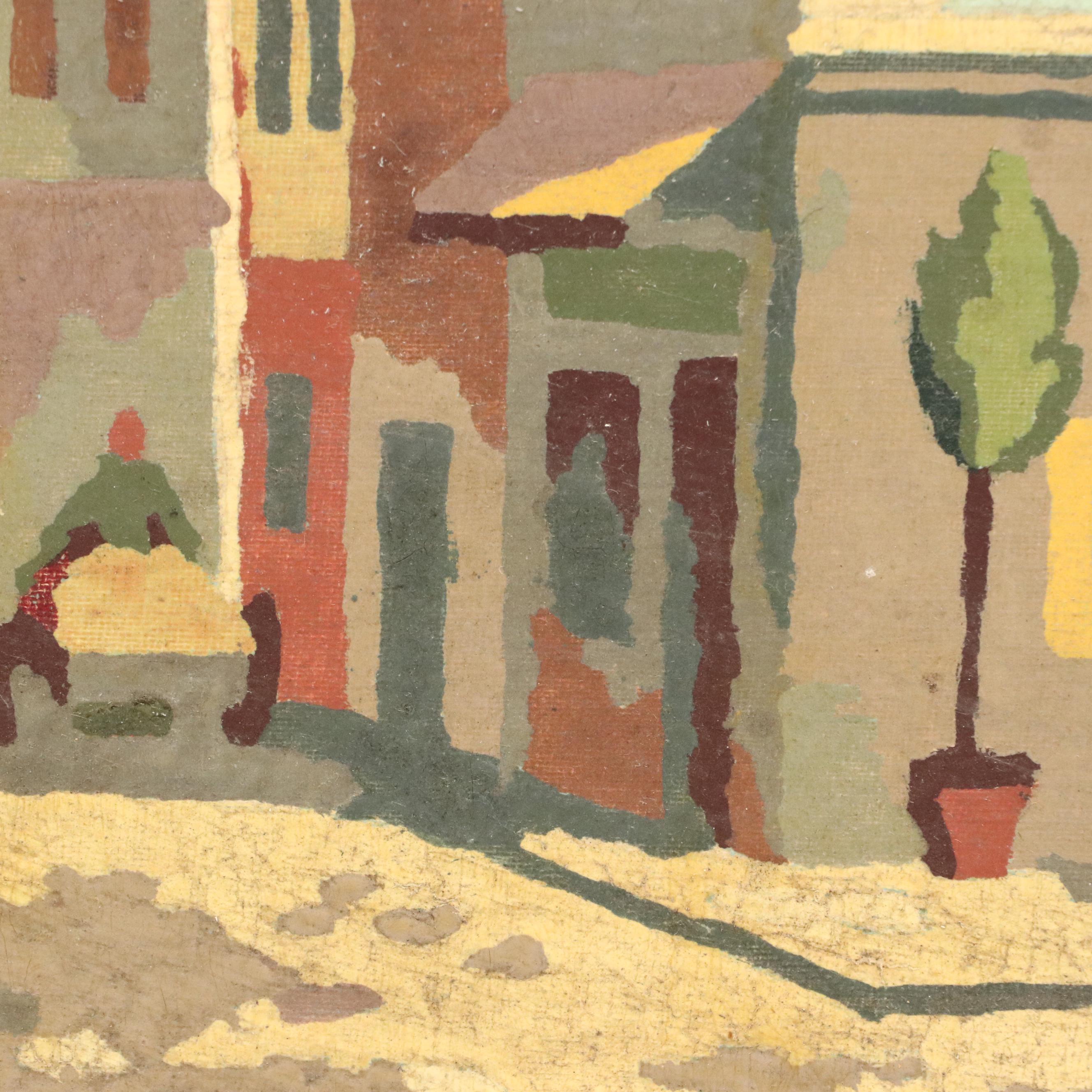 Parisian Street Scene Paint-by-Number Painting, Mid-20th Century