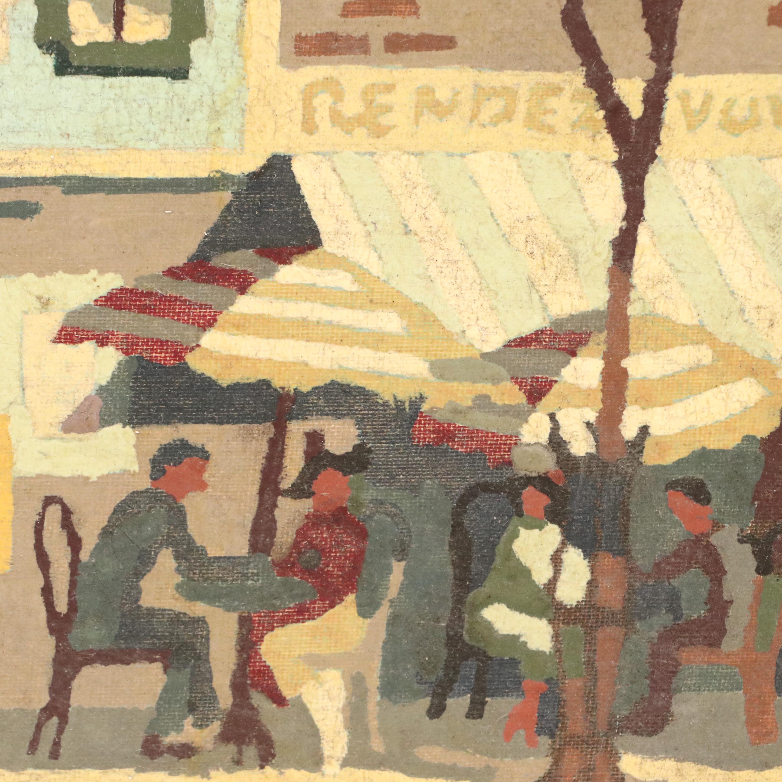 Parisian Street Scene Paint-by-Number Painting, Mid-20th Century