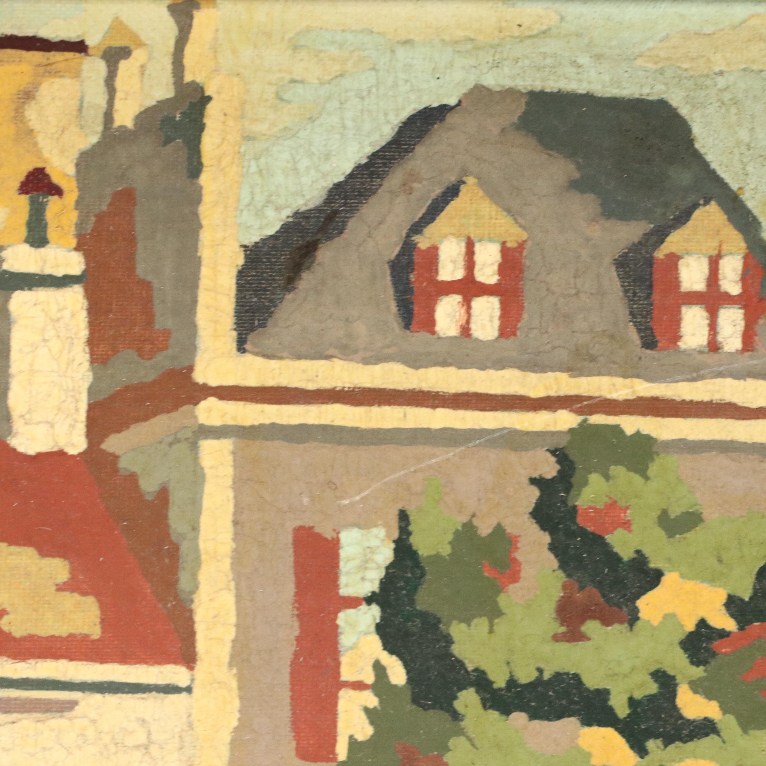 Parisian Street Scene Paint-by-Number Painting, Mid-20th Century