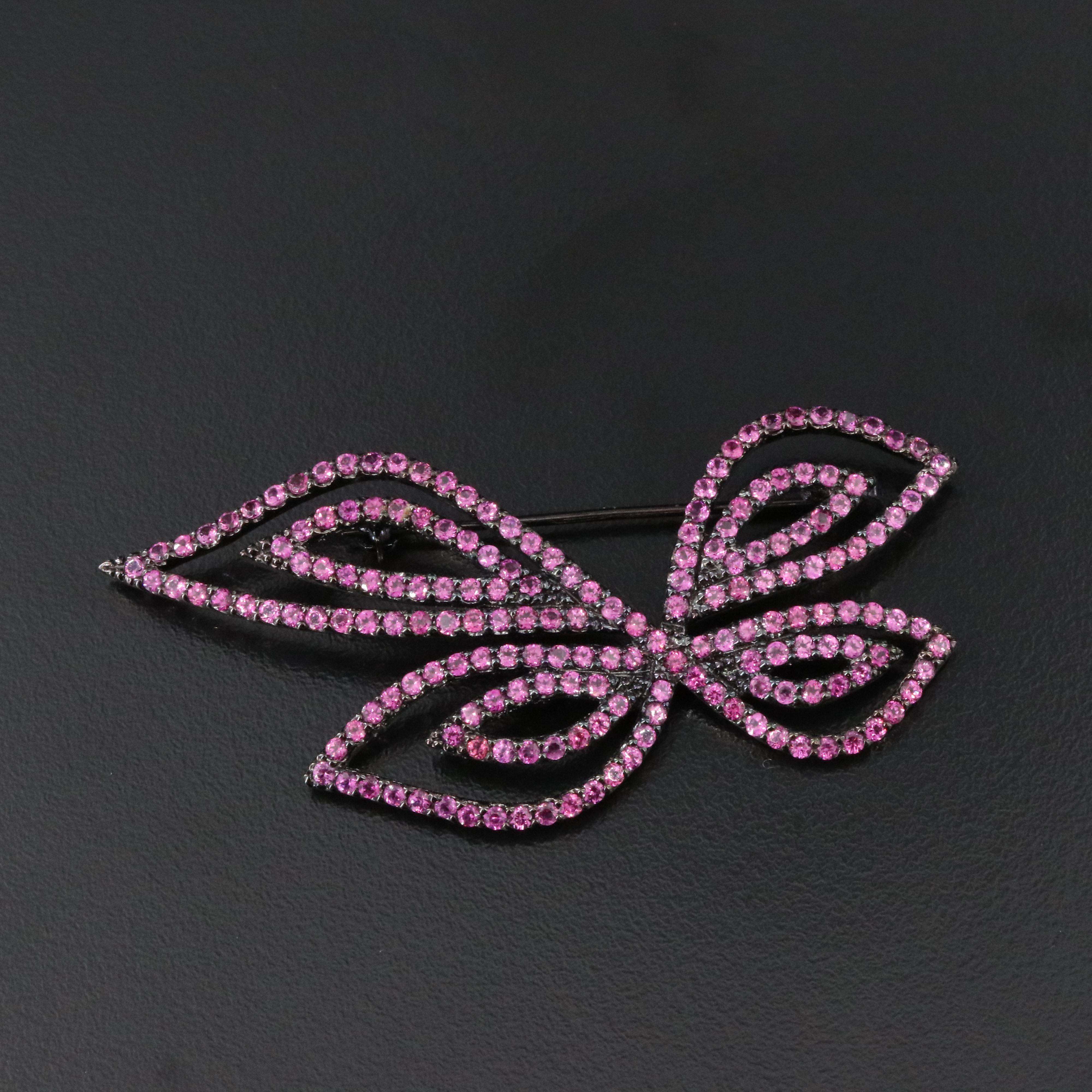 Sterling Garnet Butterfly Brooch