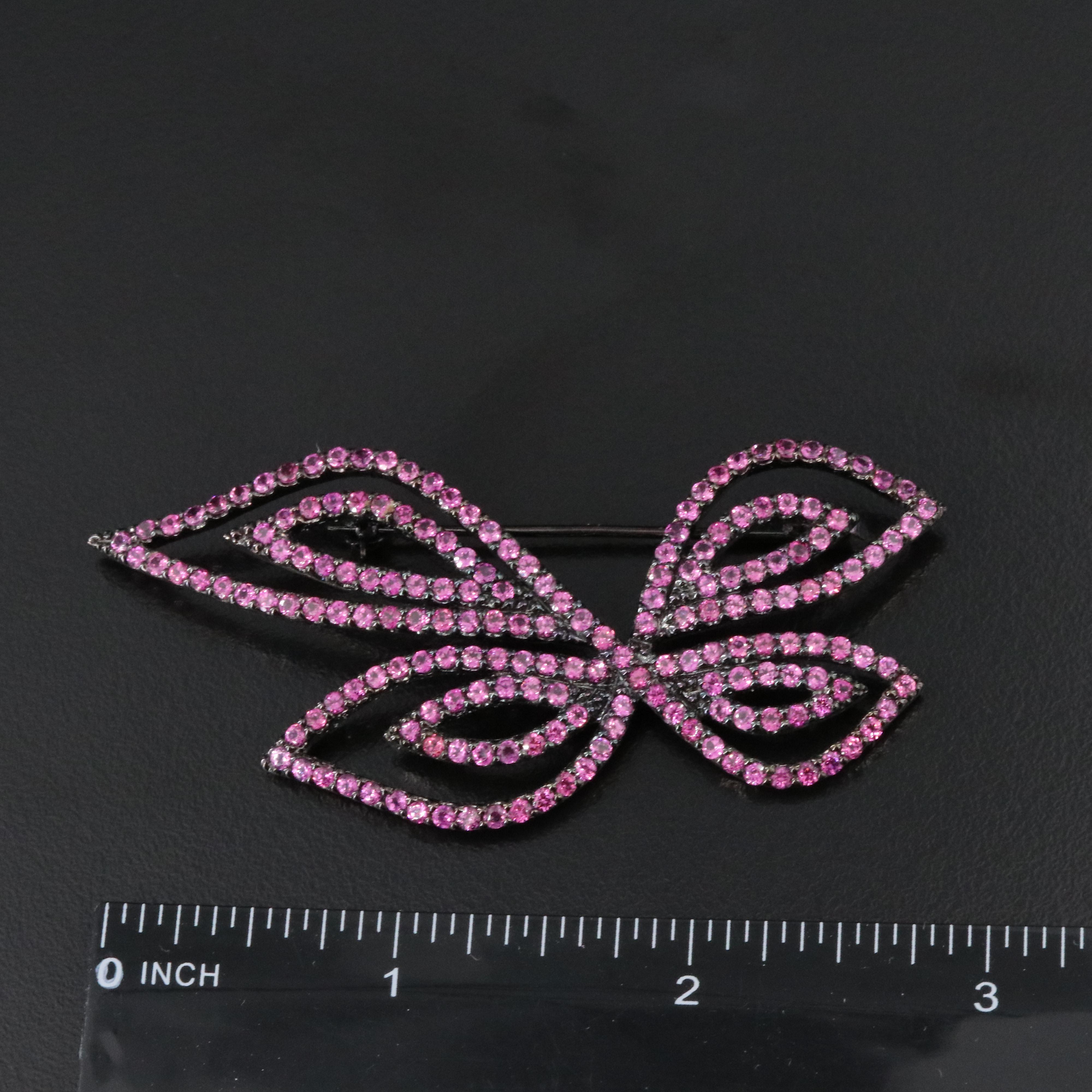 Sterling Garnet Butterfly Brooch