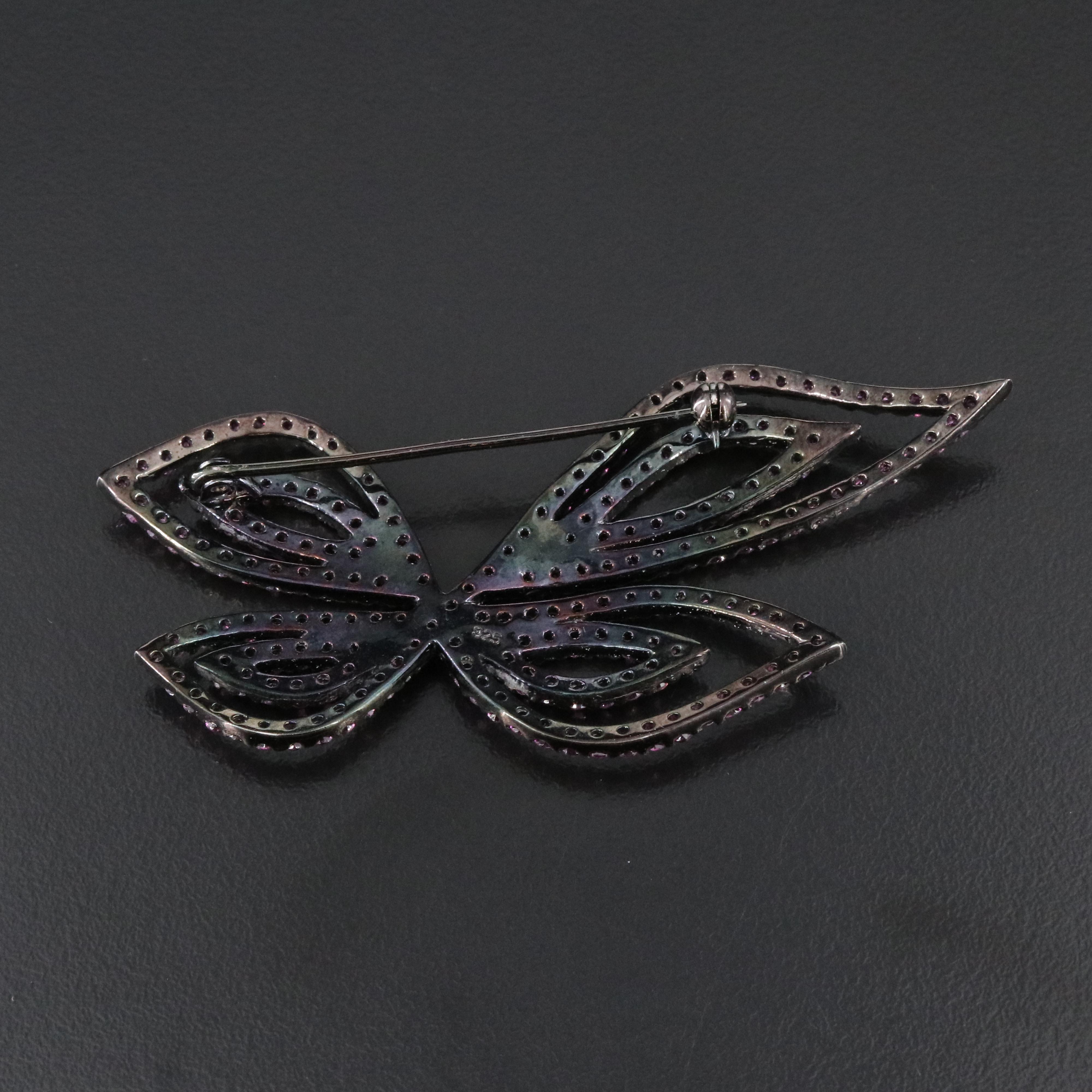 Sterling Garnet Butterfly Brooch