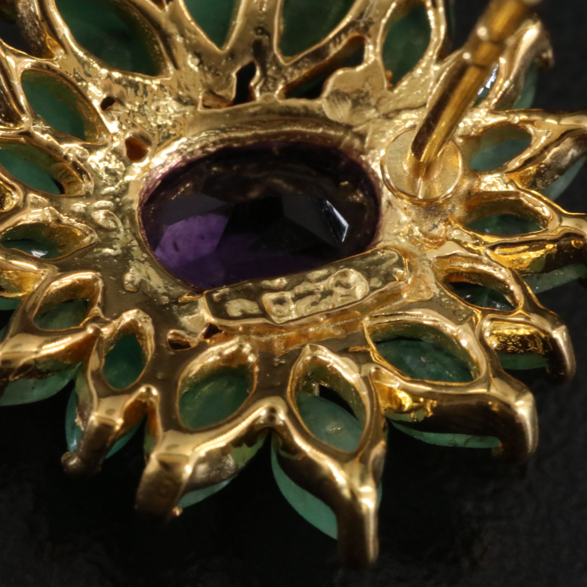 Sterling Amethyst and Emerald Earrings