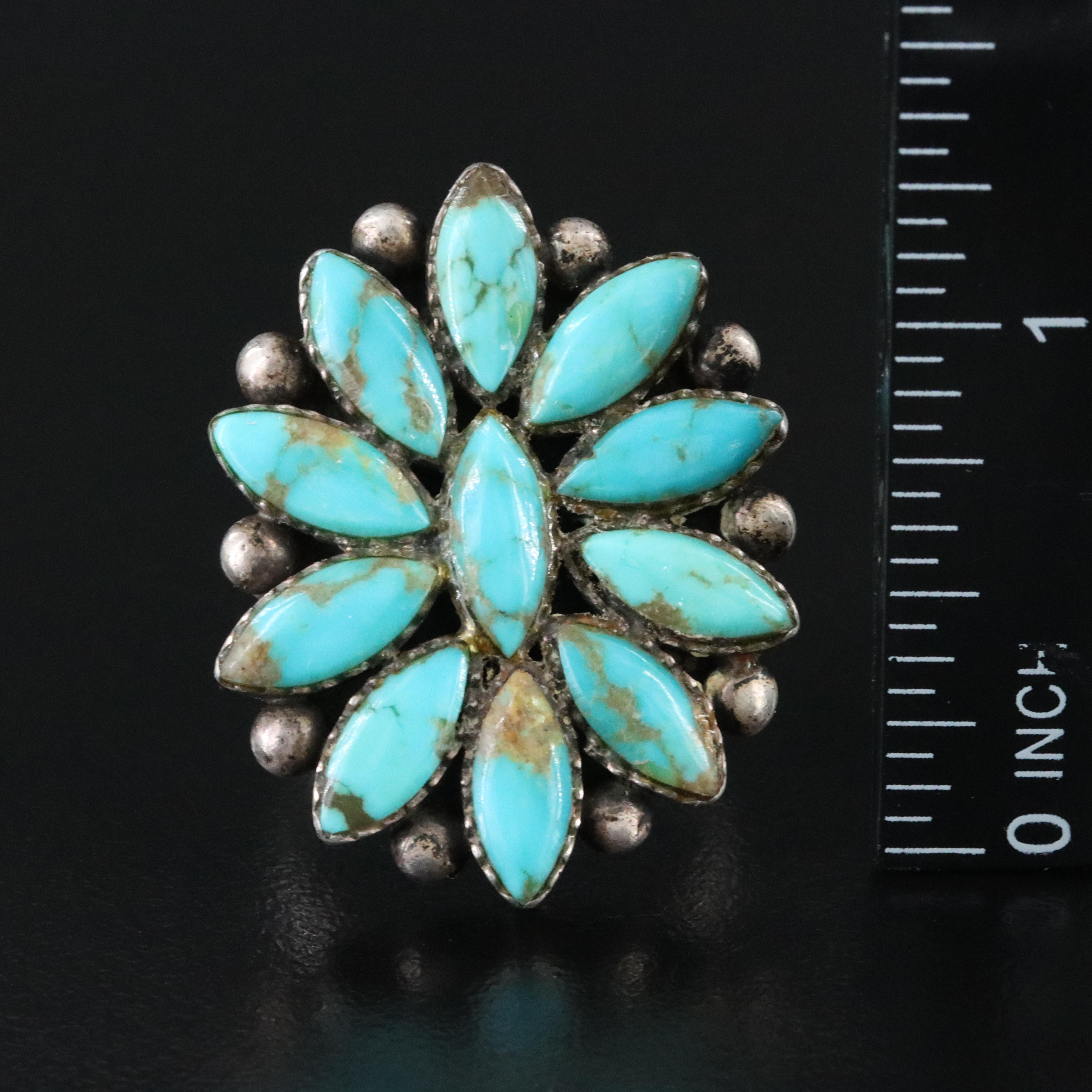 Sterling Turquoise Flower Ring
