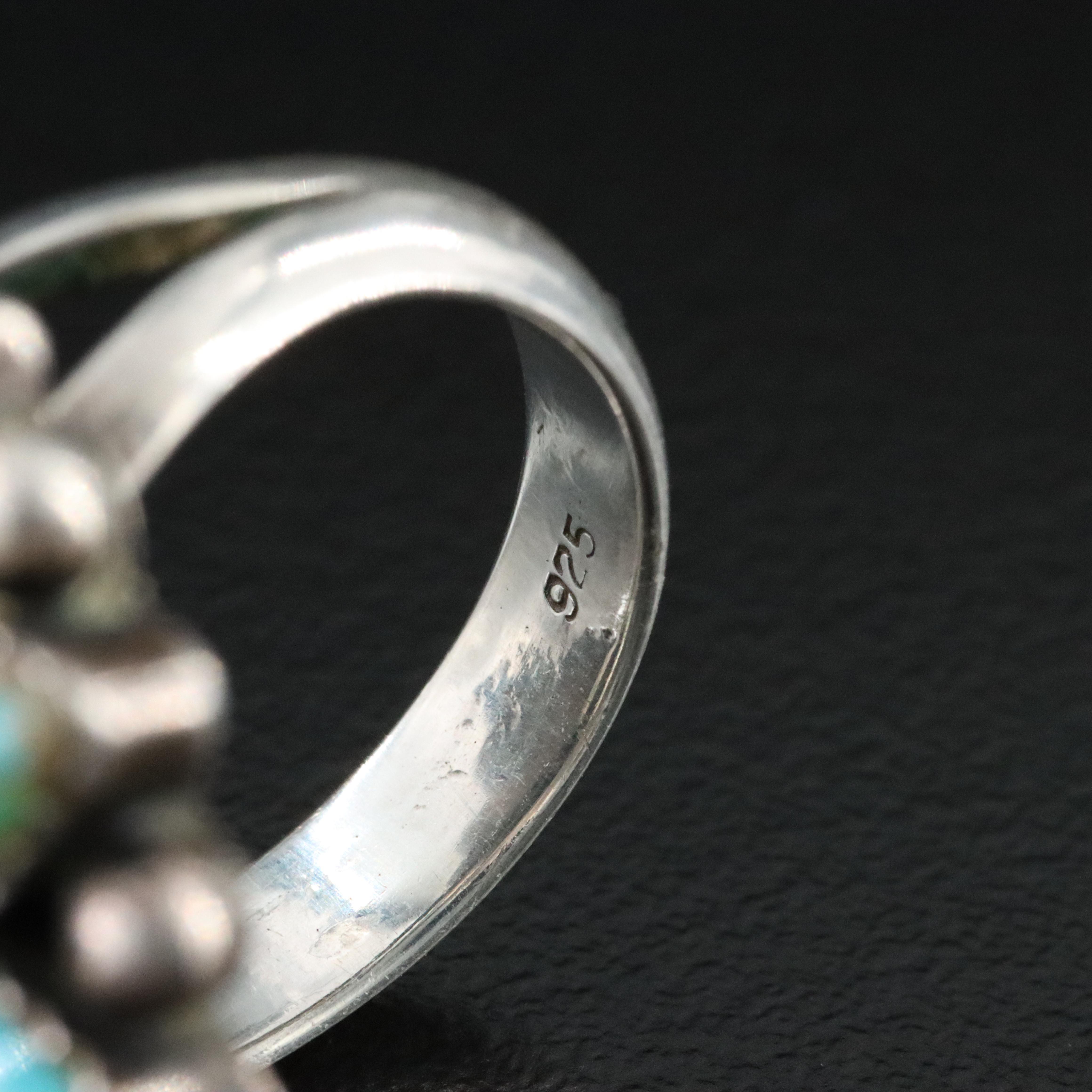 Sterling Turquoise Flower Ring