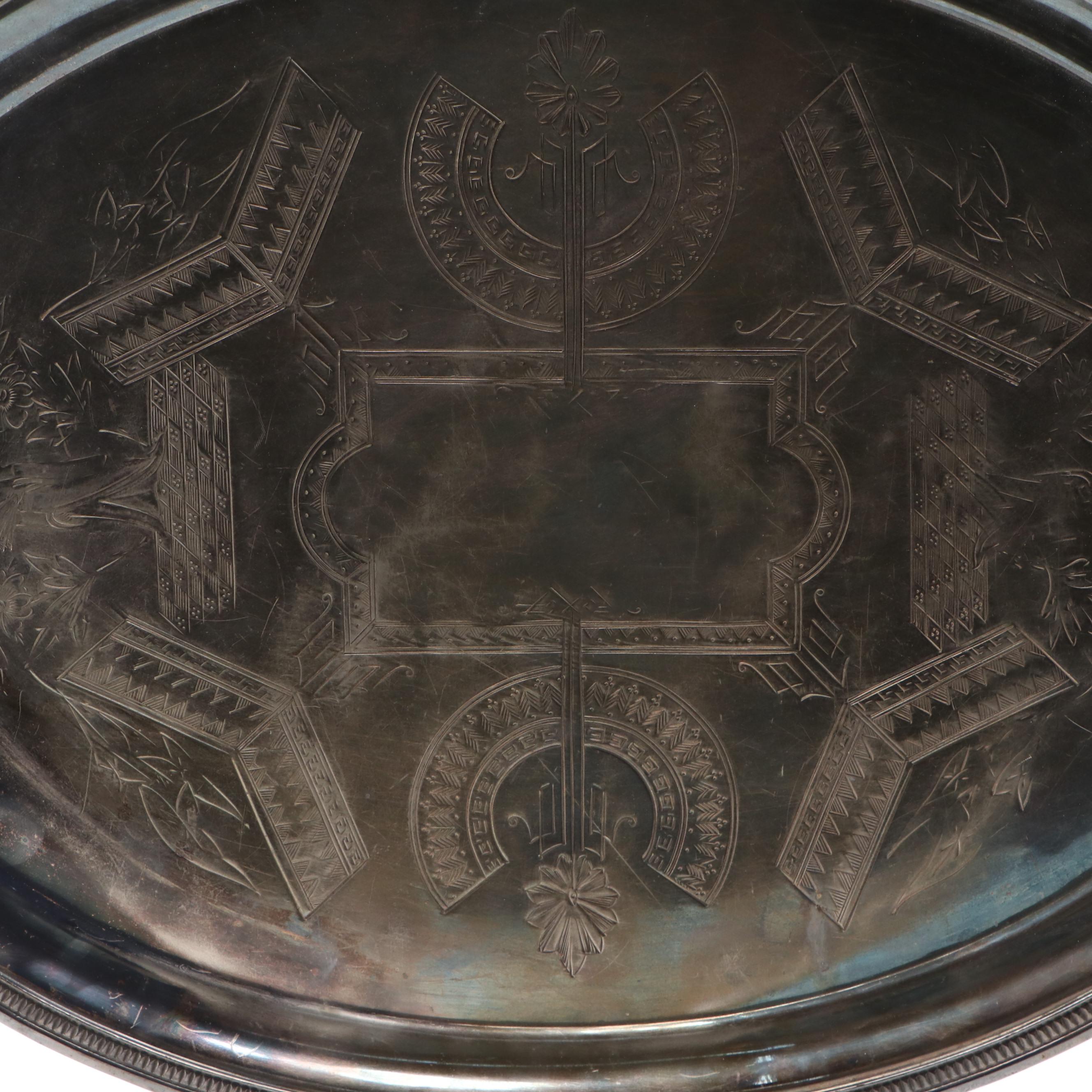 Simpson, Hall, Miller & Co. Aesthetic Movement Silver Plate Tray, Late 19th C.