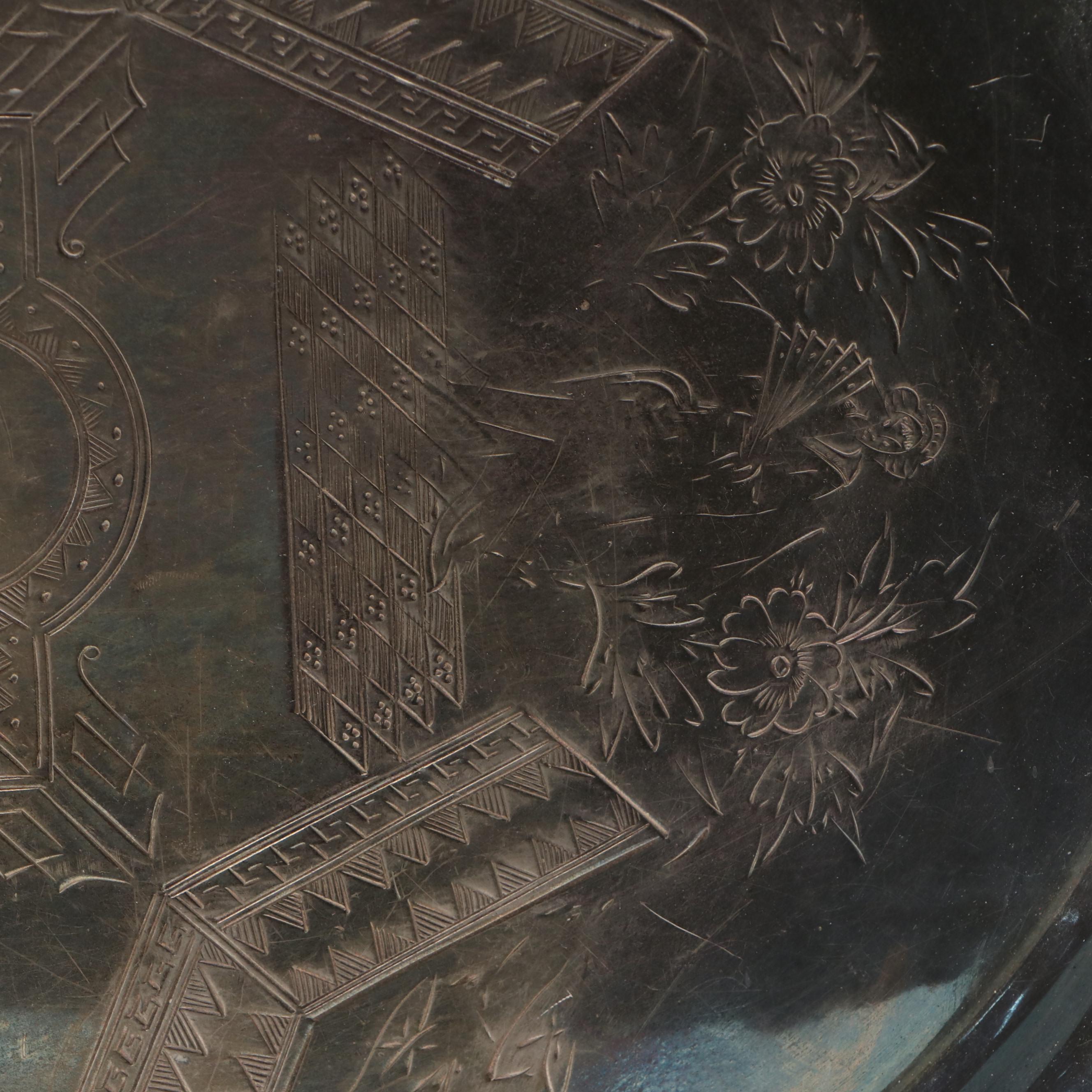 Simpson, Hall, Miller & Co. Aesthetic Movement Silver Plate Tray, Late 19th C.