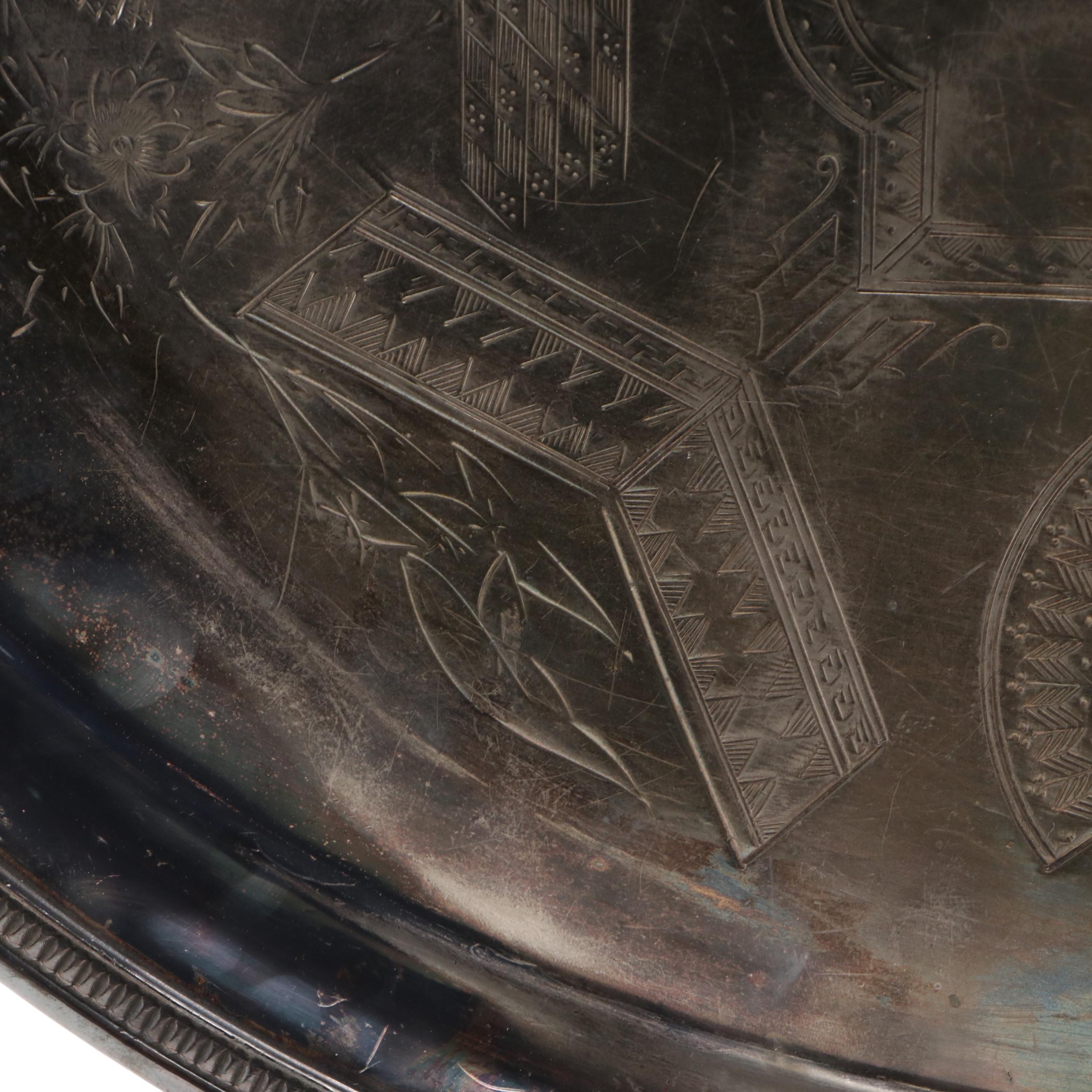 Simpson, Hall, Miller & Co. Aesthetic Movement Silver Plate Tray, Late 19th C.