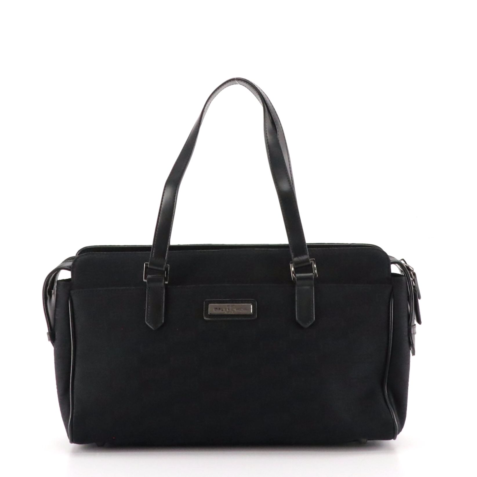 Balenciaga Logo Jacquard Canvas Shoulder Bag with Calfskin Leather Trim