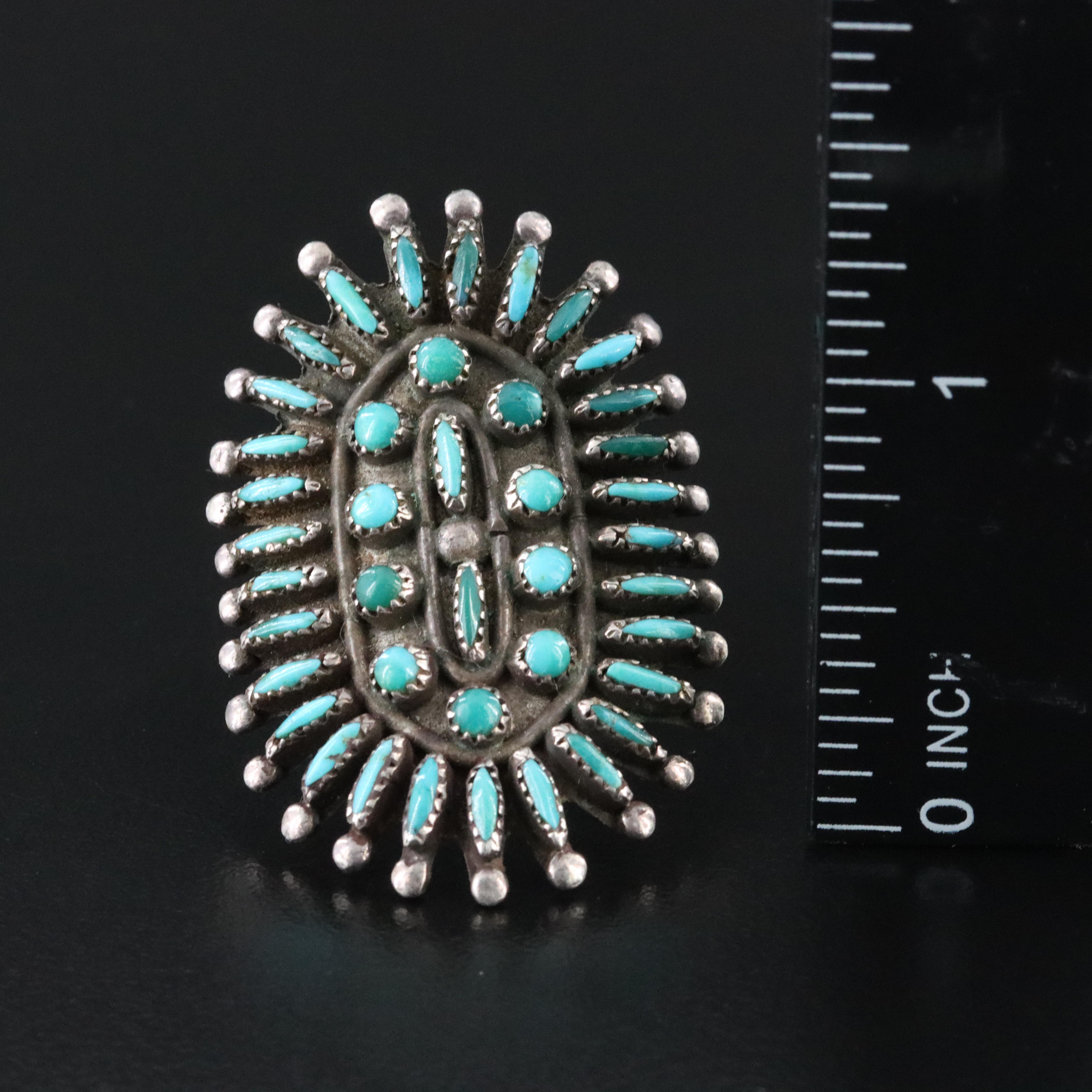 Southwestern Sterling Turquoise Petit Point Ring