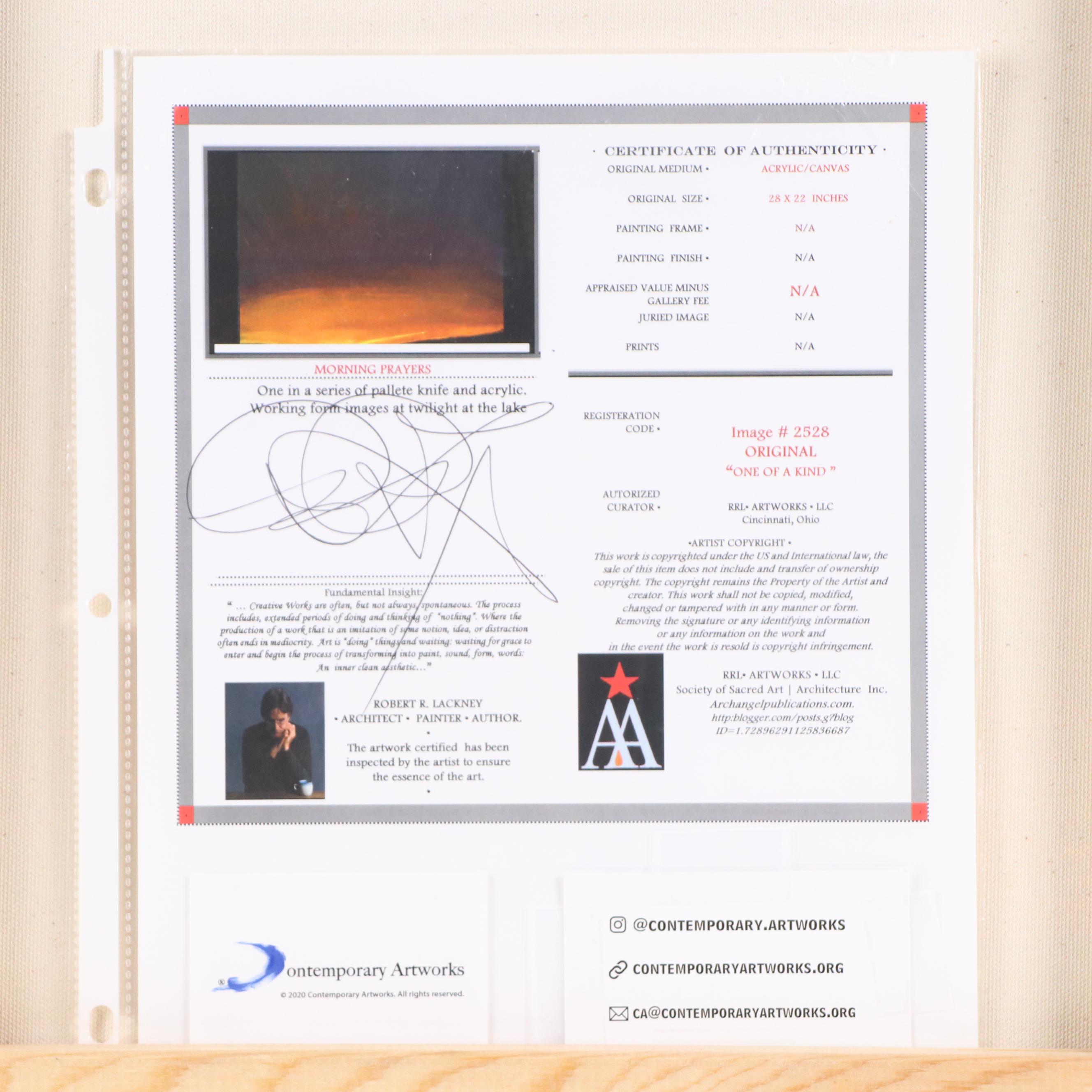 Robert Lackney Acrylic Painting "Morning Prayers," 21st Century