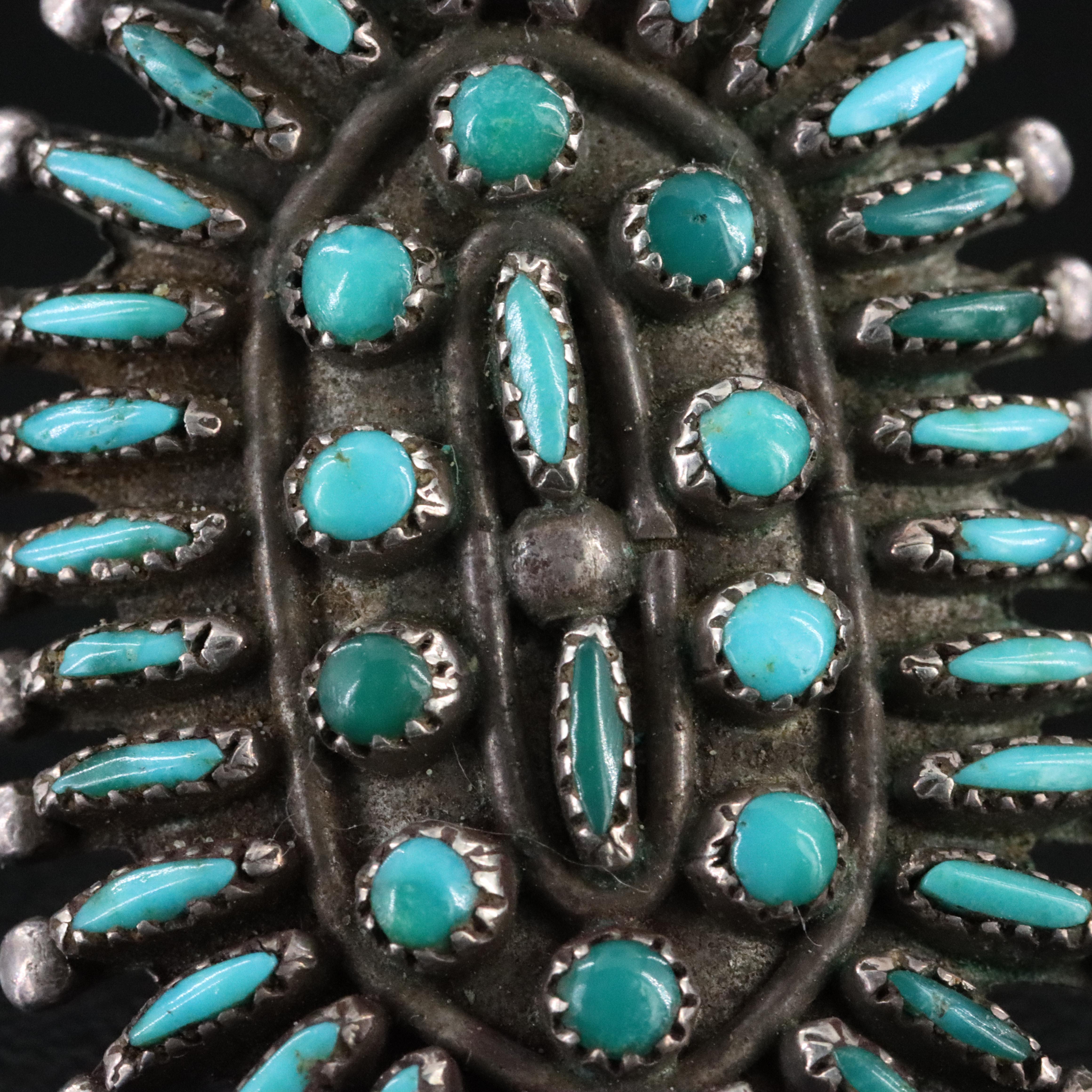 Southwestern Sterling Turquoise Petit Point Ring
