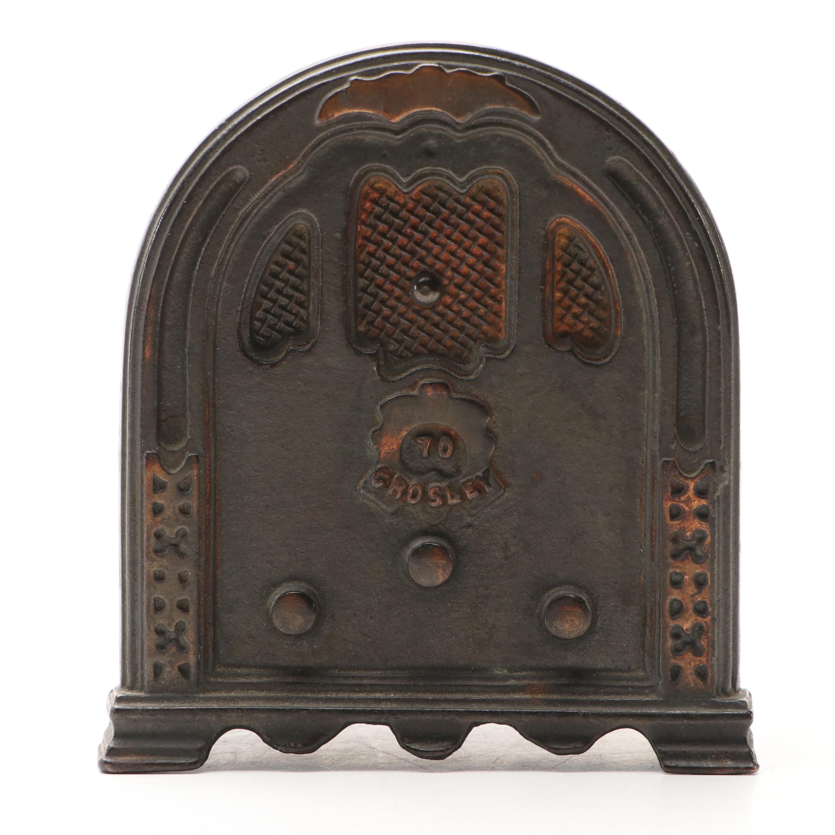 Kenton Crosley Tube Radio Tombstone Cast Iron Bank