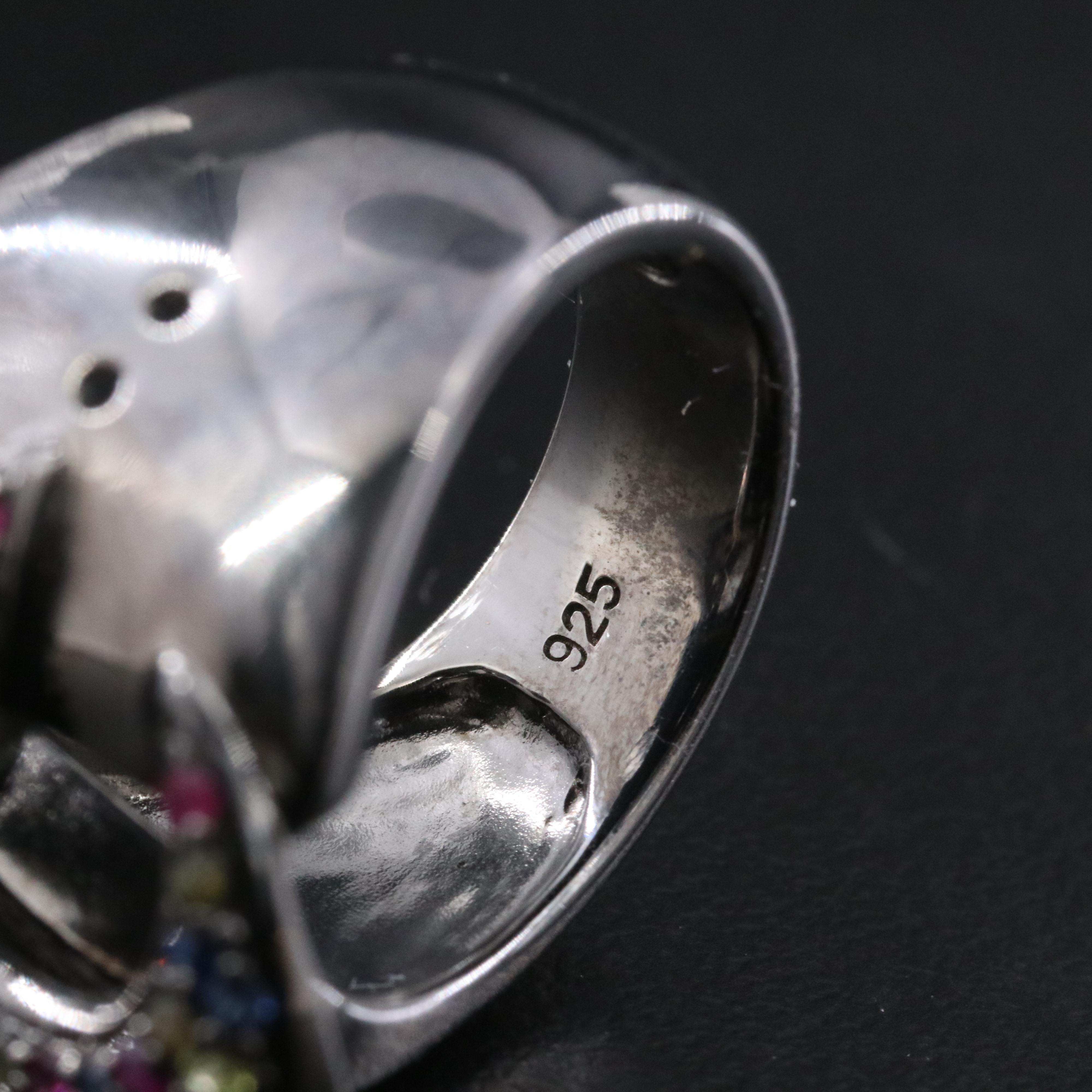 Carlo Viani Sterling Sapphire and Ruby Ring