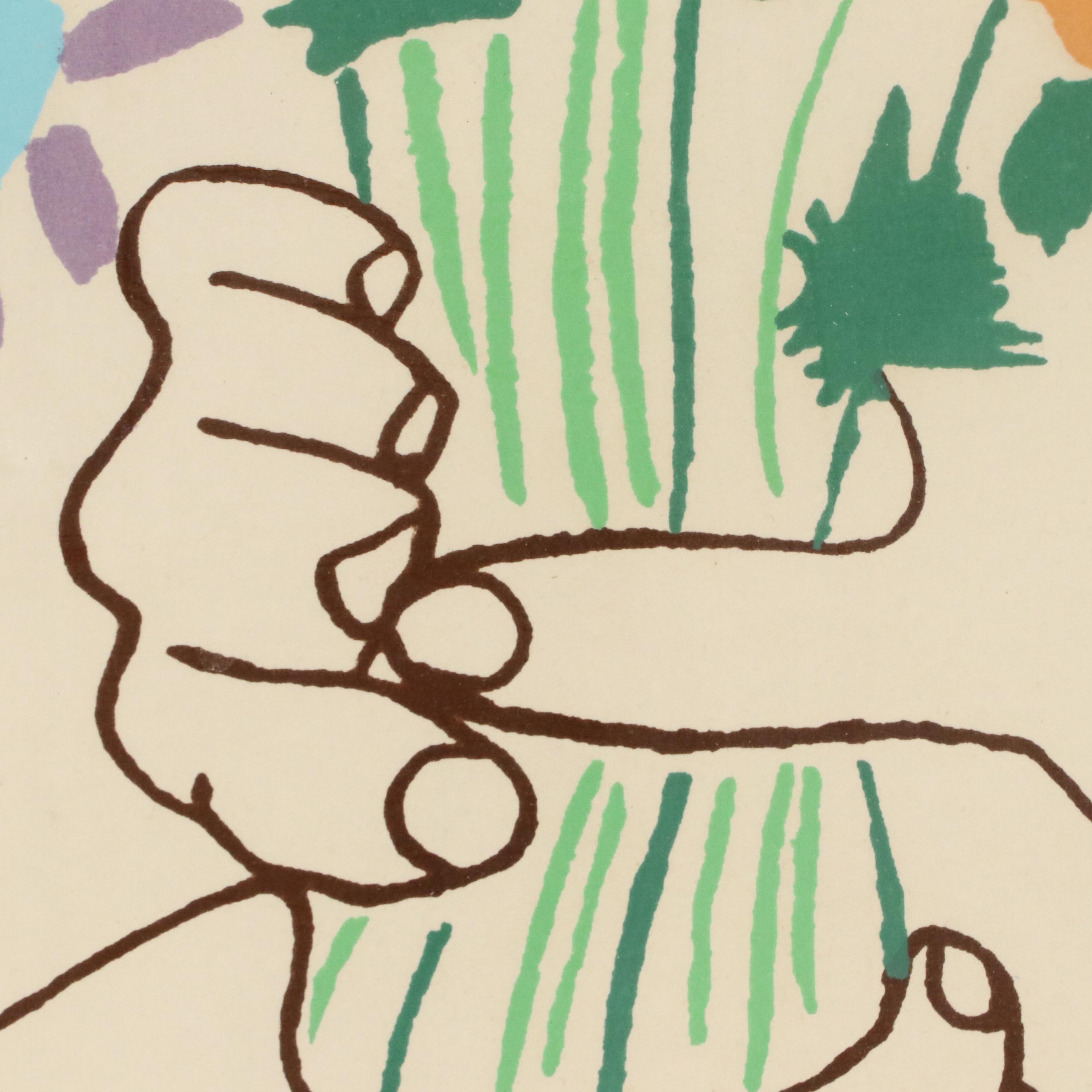 After Pablo Picasso Screenprint "Fleurs en Main," Circa 1960