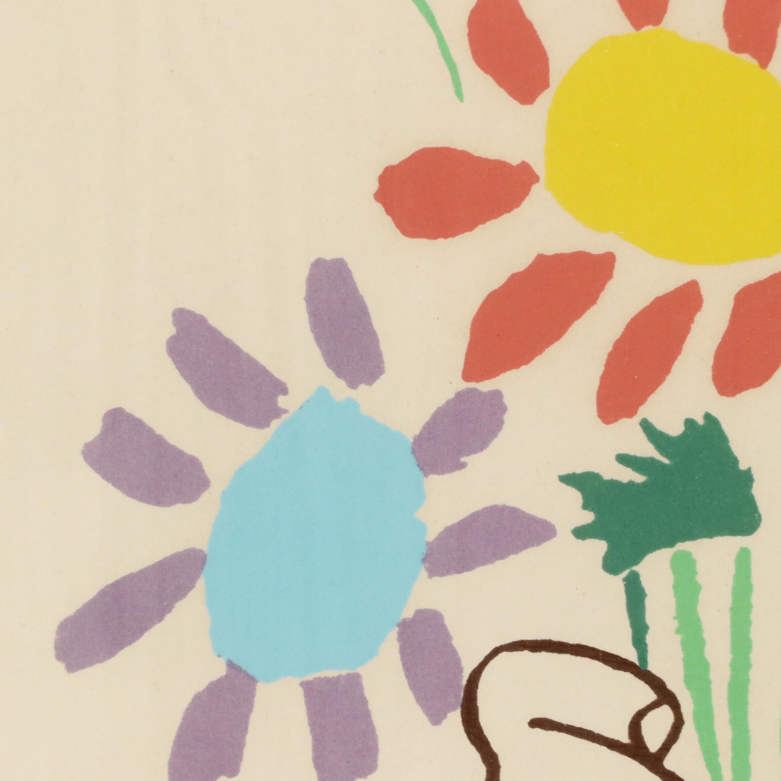 After Pablo Picasso Screenprint "Fleurs en Main," Circa 1960