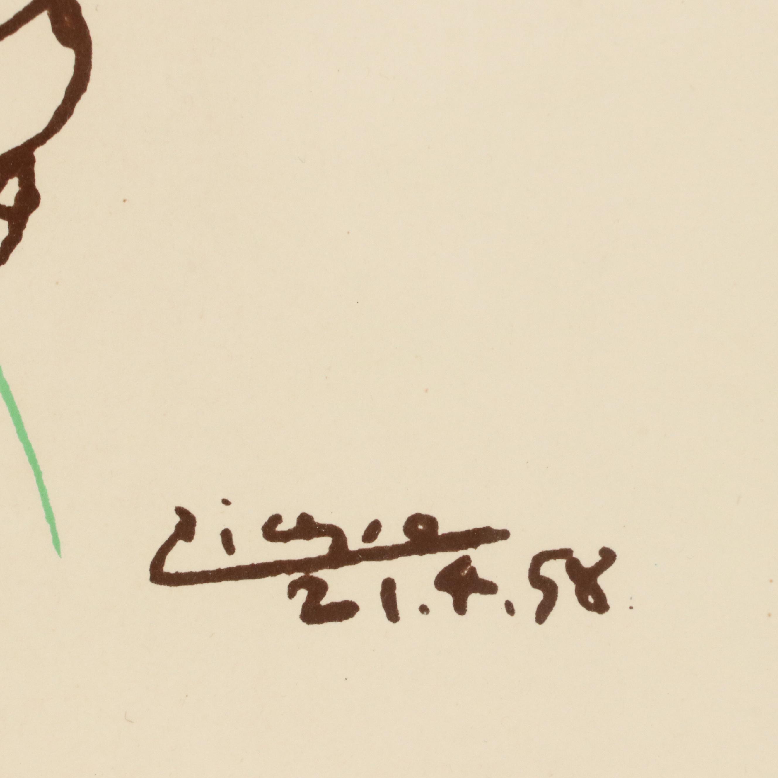 After Pablo Picasso Screenprint "Fleurs en Main," Circa 1960