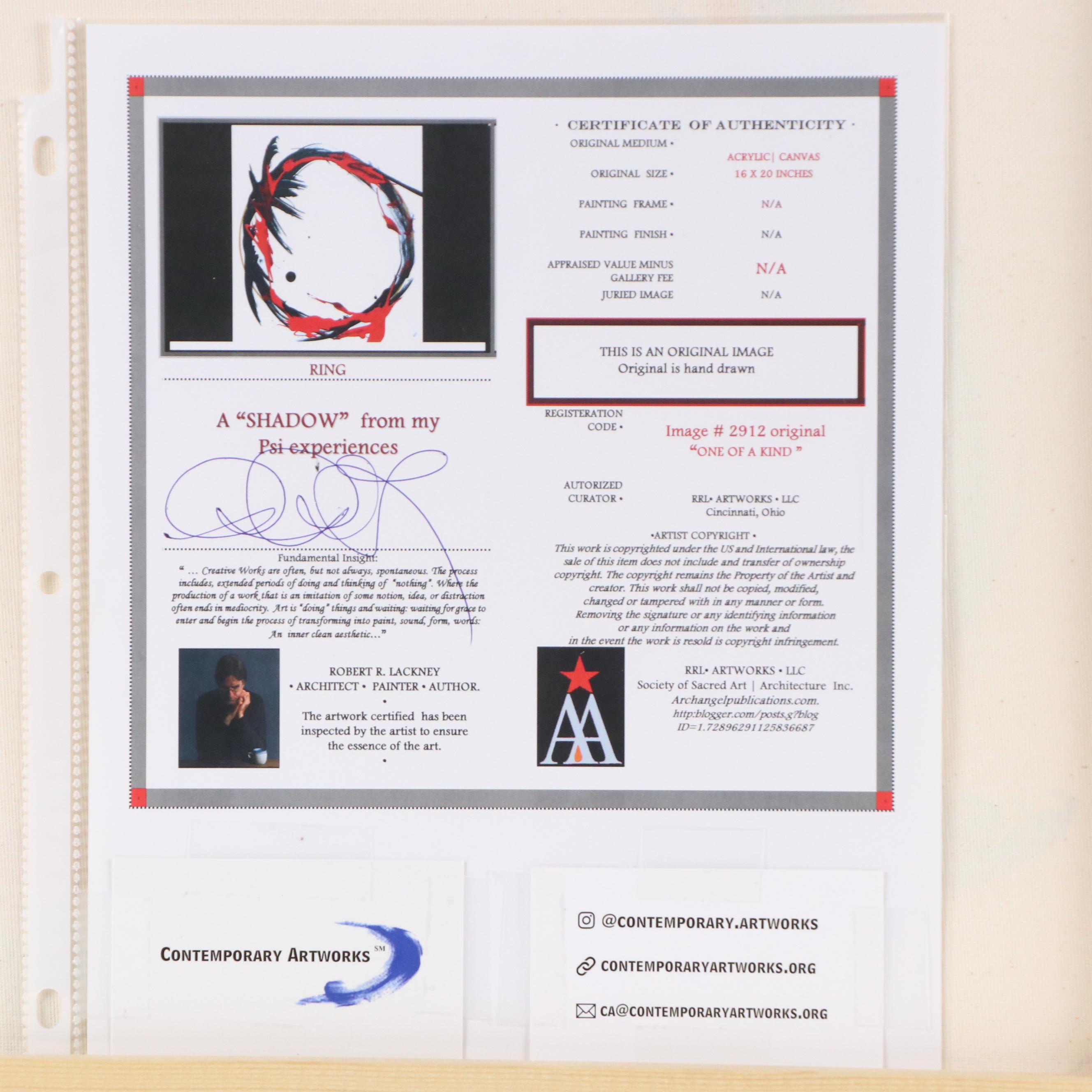 Robert Lackney Modern Acrylic Painting "Ring," 21st Century