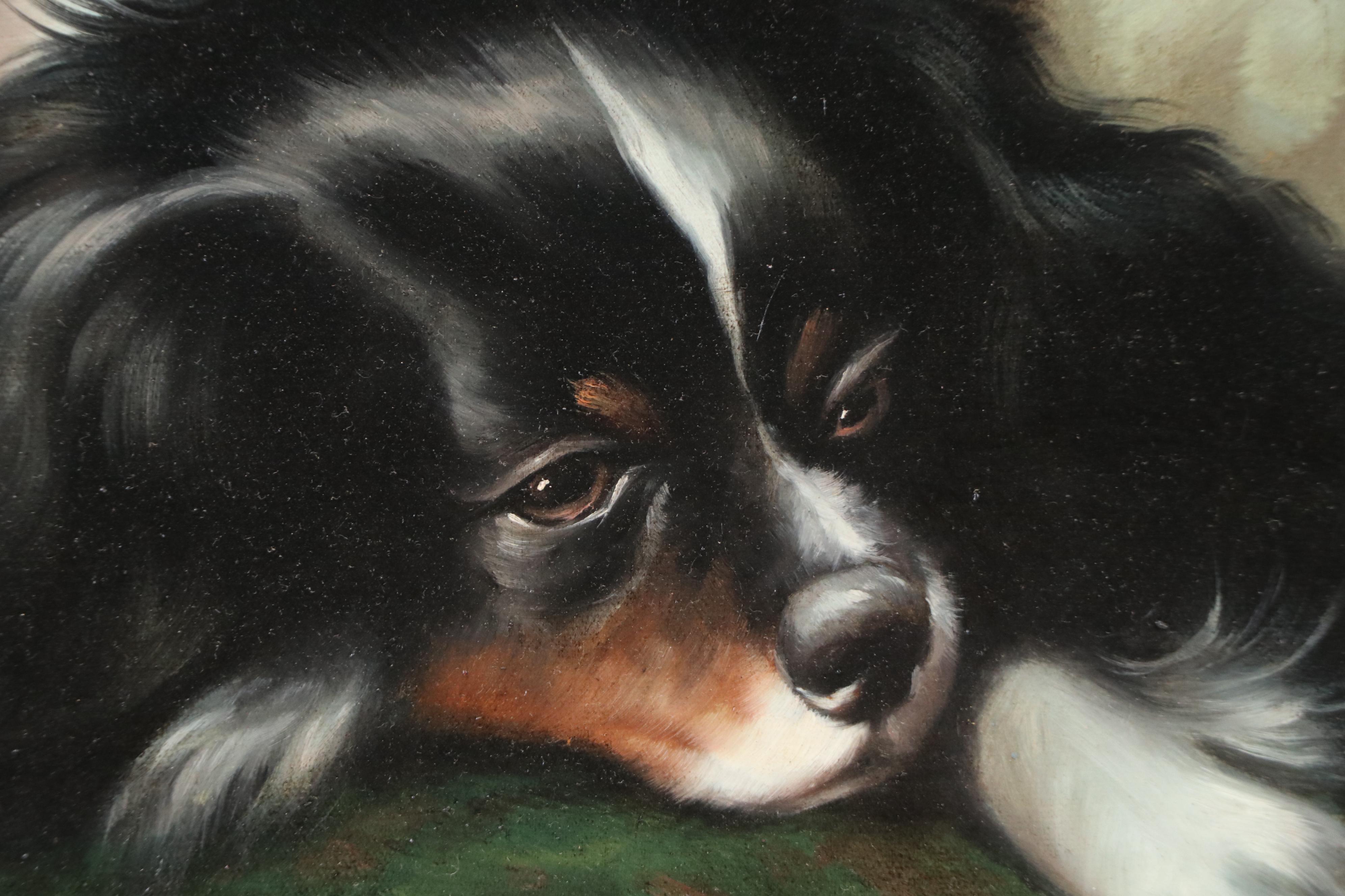 Oil Painting After Carl Suhrlandt "A Pair of King Charles Spaniels"
