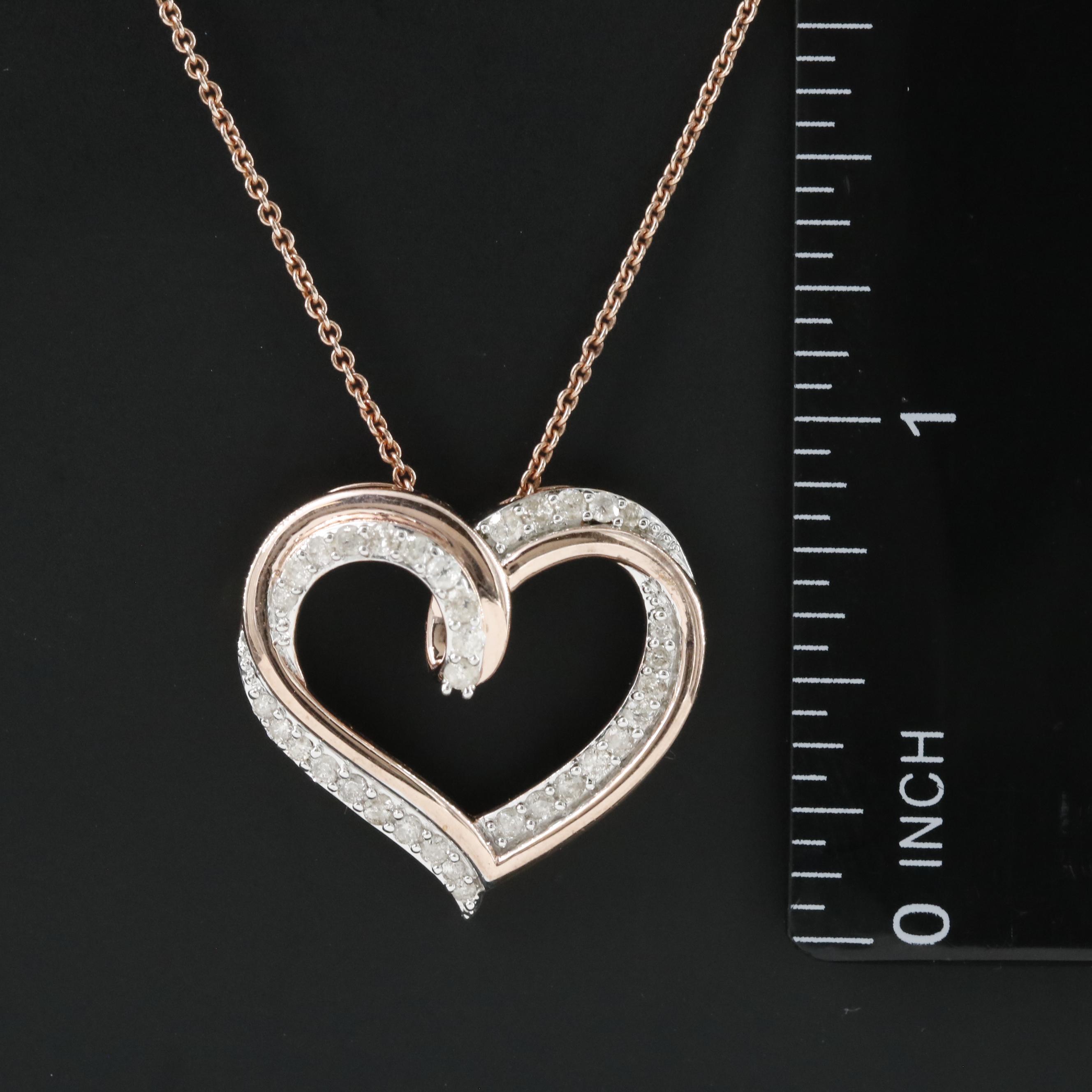 Sterling Diamond Heart Pendant Necklace