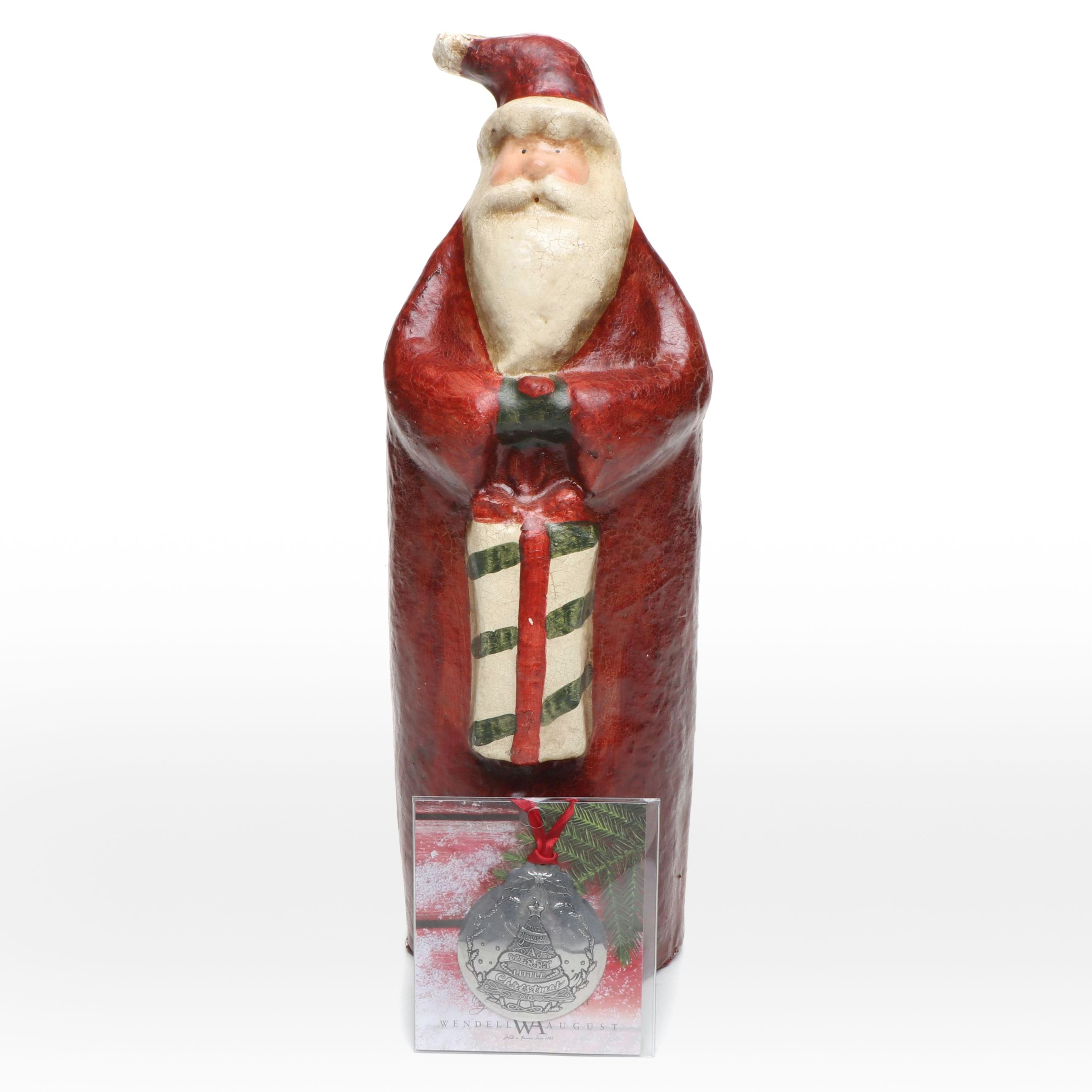 Wendell August Ornament with Painted Santa Table Decoration