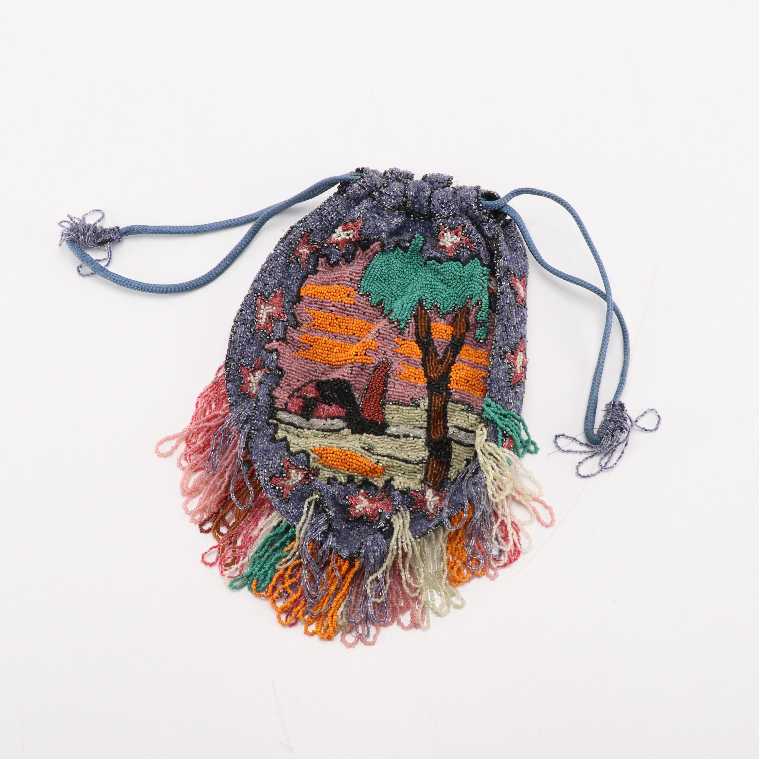 Whiting & Davis Soldered Mesh Bag with Other Glass Bead Evening Bags