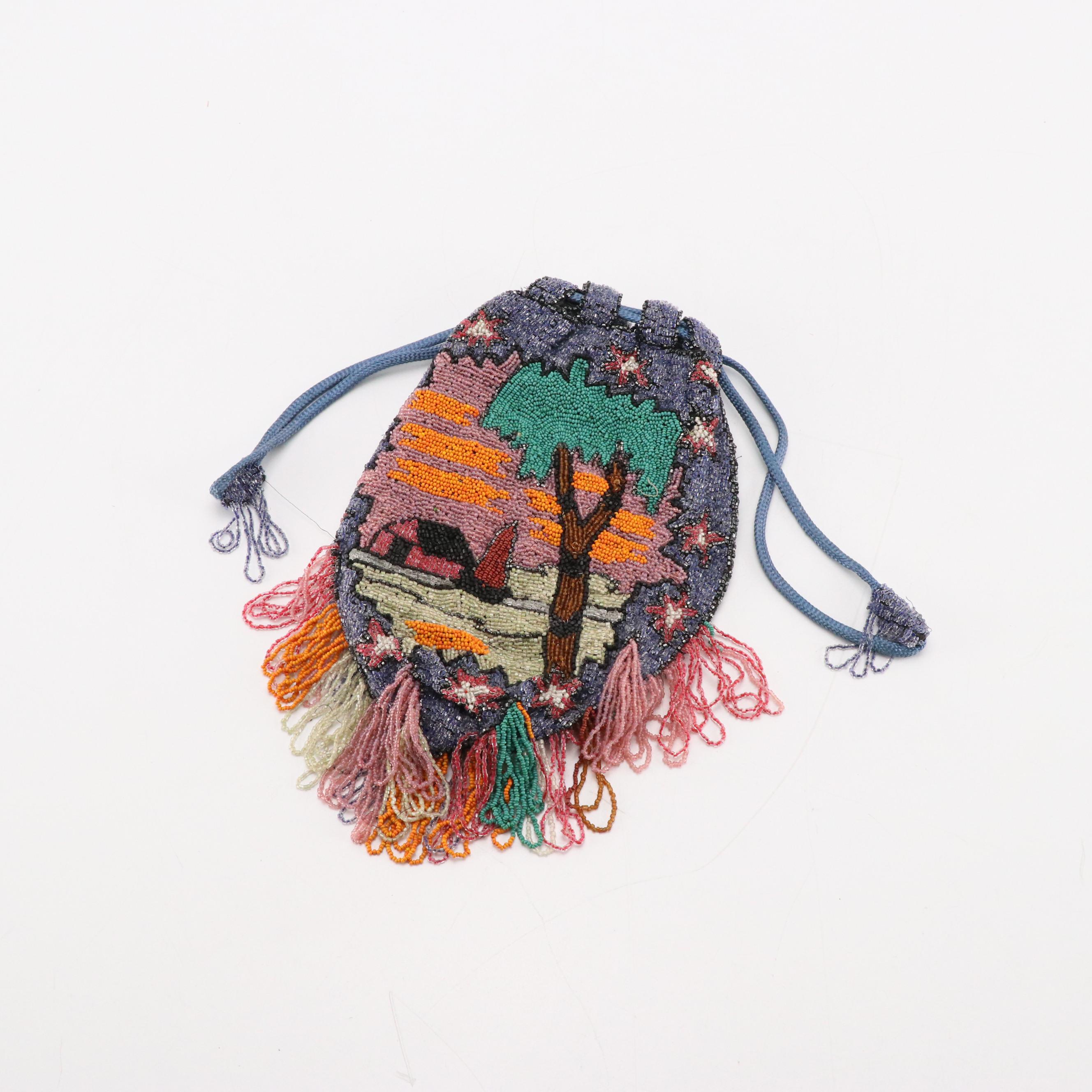 Whiting & Davis Soldered Mesh Bag with Other Glass Bead Evening Bags