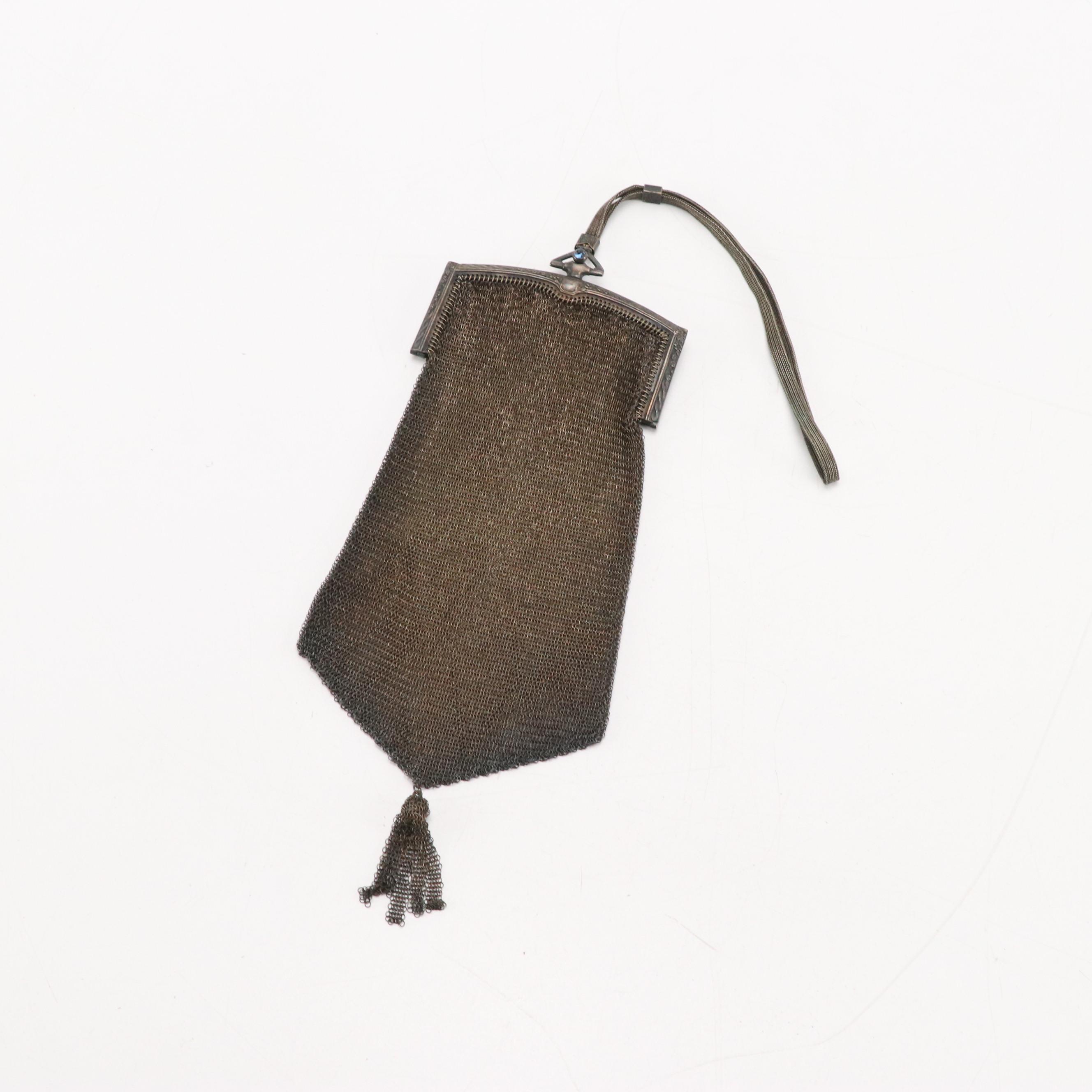 Whiting & Davis Soldered Mesh Bag with Other Glass Bead Evening Bags