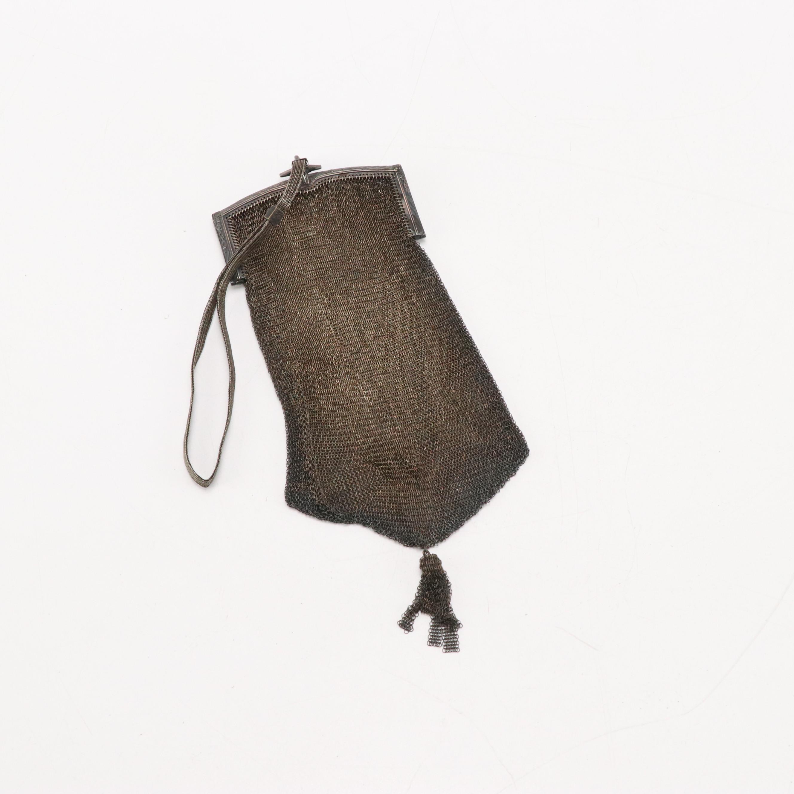 Whiting & Davis Soldered Mesh Bag with Other Glass Bead Evening Bags