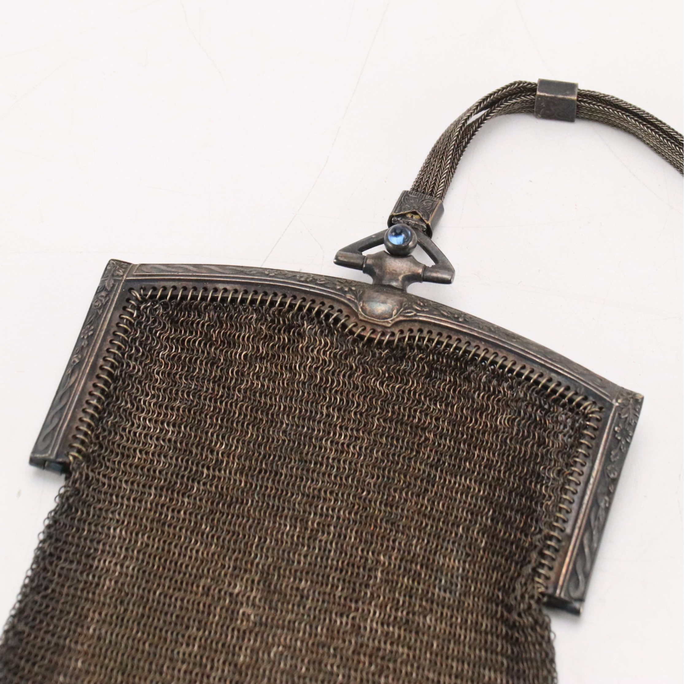 Whiting & Davis Soldered Mesh Bag with Other Glass Bead Evening Bags