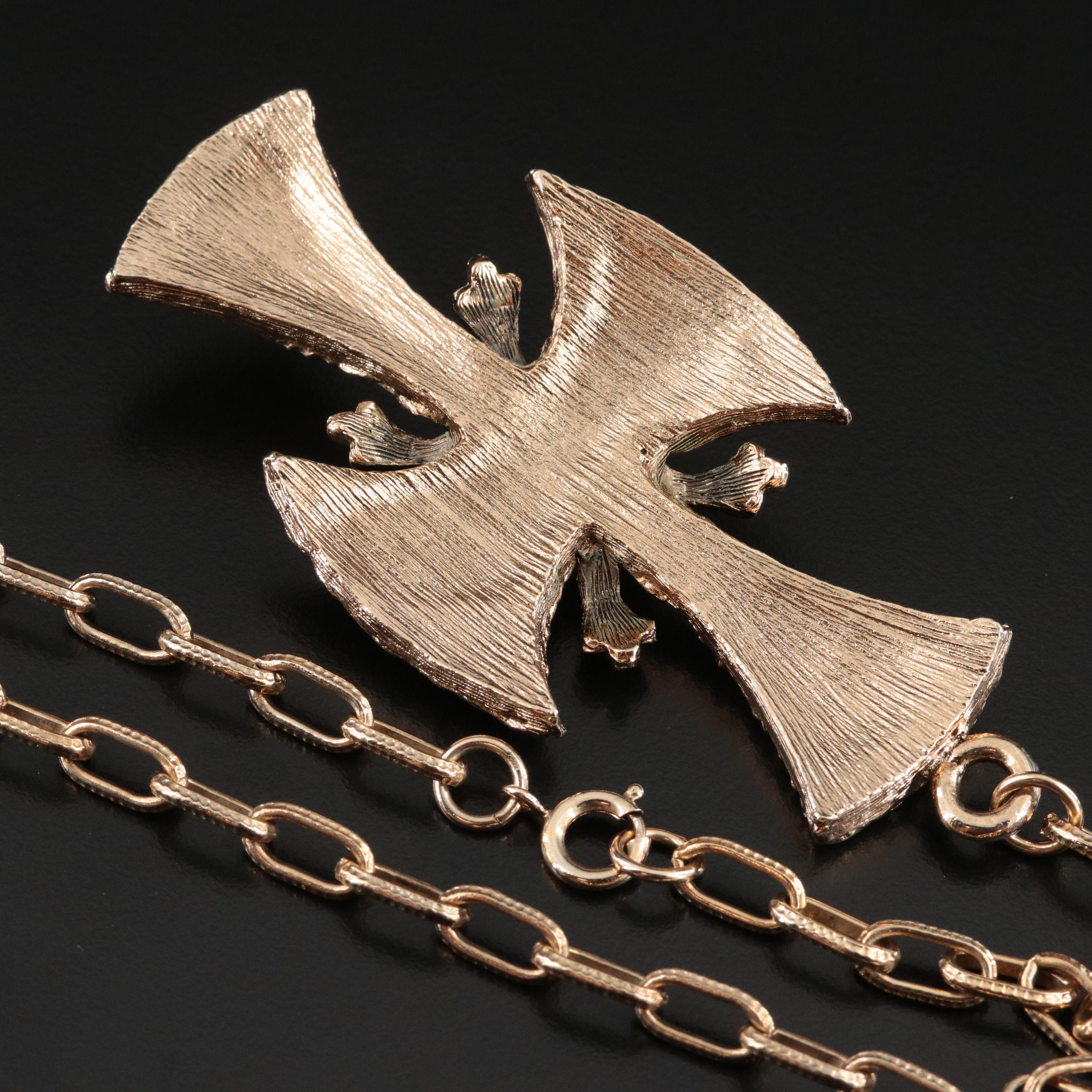 Faux Pearl Cross Pendant Necklace