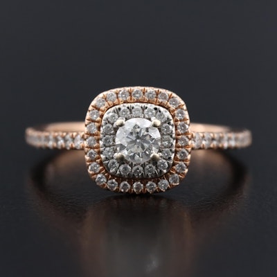 14K Rose Gold 0.75 CTW Diamond Double Halo Ring 14K Rose Gold 0.75 CTW Diamond Double Halo Ring