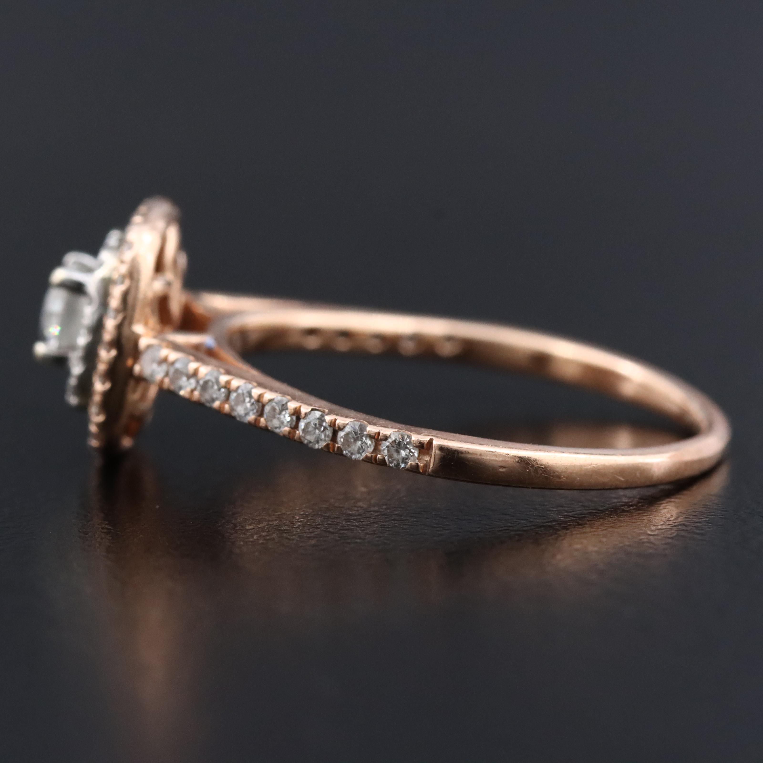 14K Rose Gold 0.75 CTW Diamond Double Halo Ring