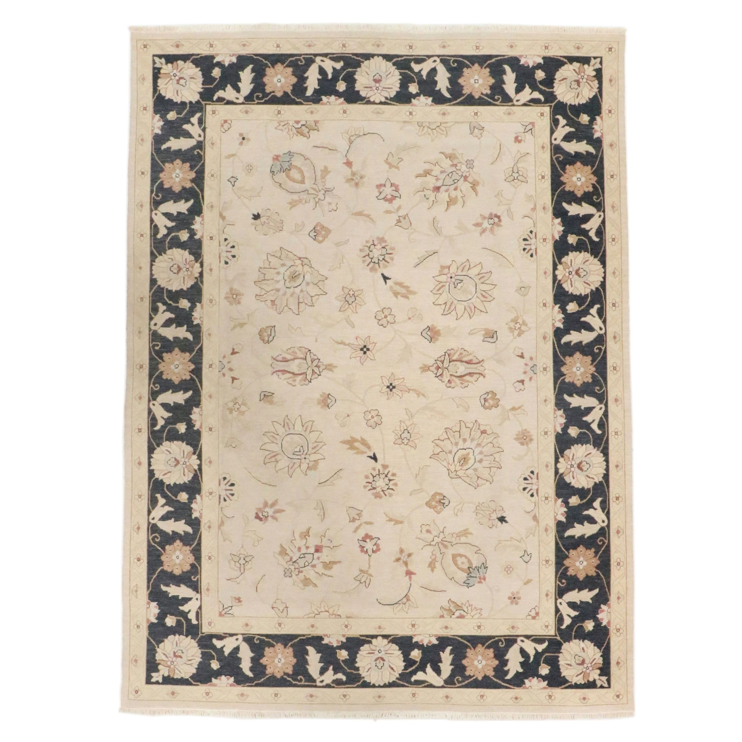 8'10 x 12' Handwoven Indian Soumak Room-Sized Rug