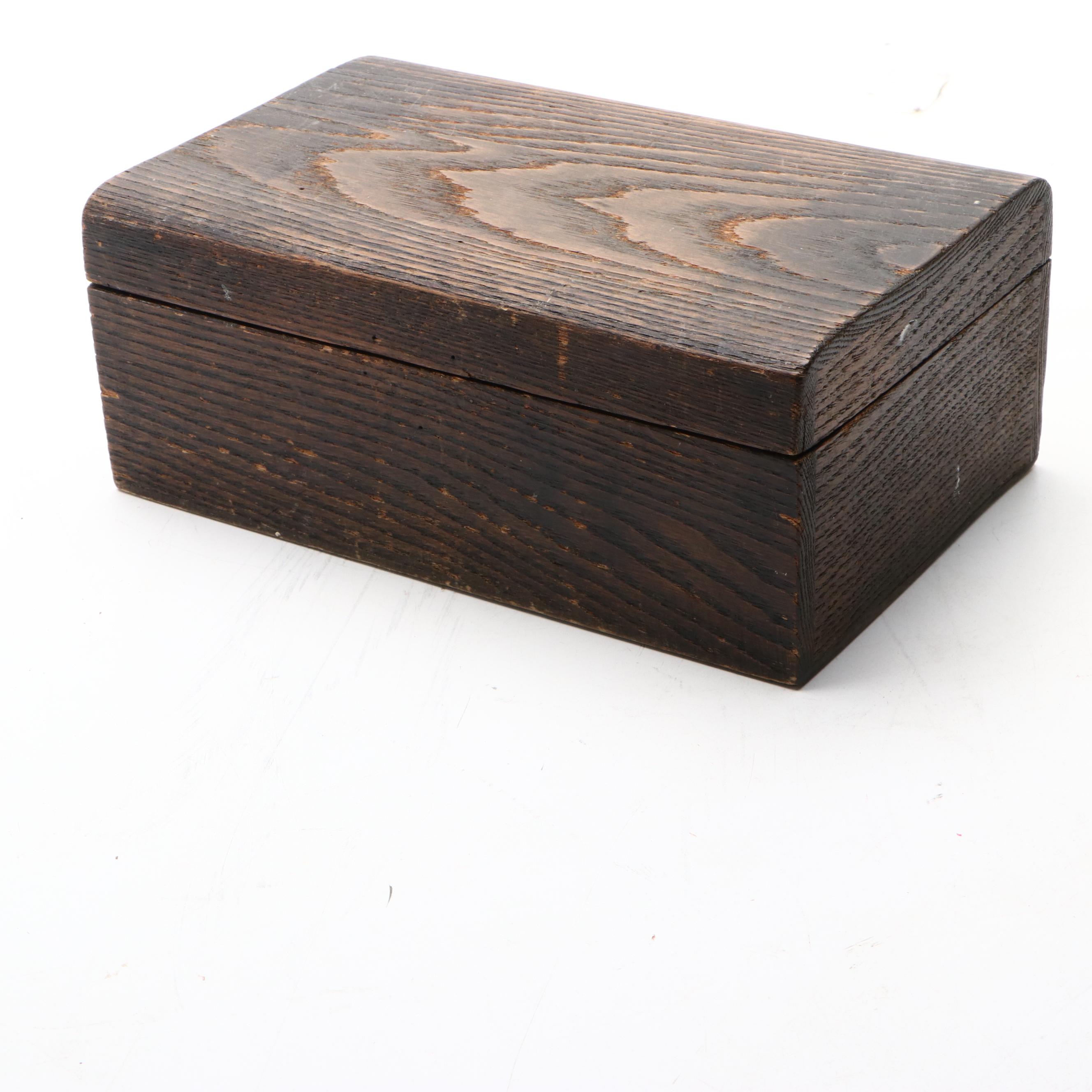 ANRI "Renaissance" Plastic Chess Set with Oak Humidor, Mid to Late 20th C