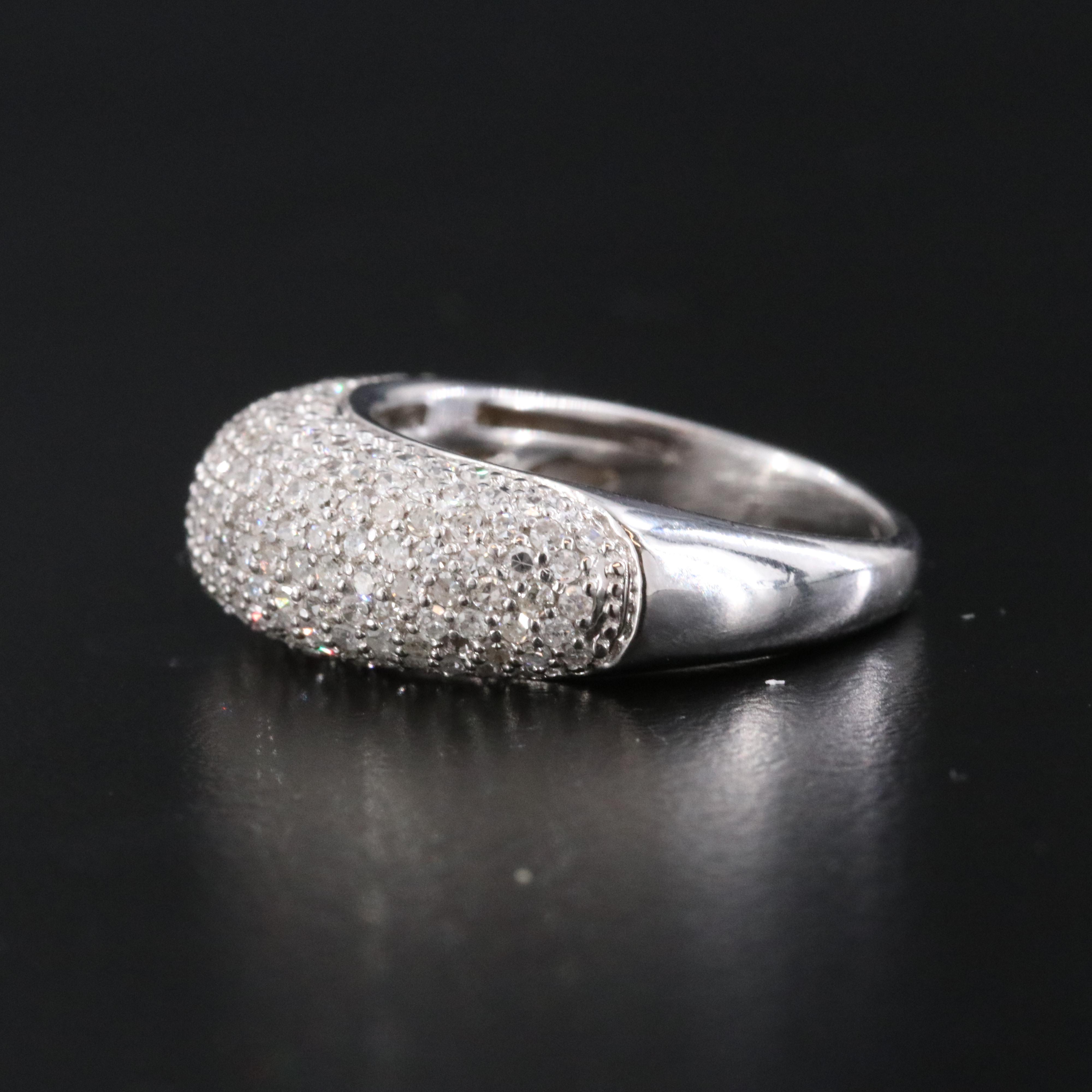 14K 0.97 CTW Pavé Diamond Dome Ring