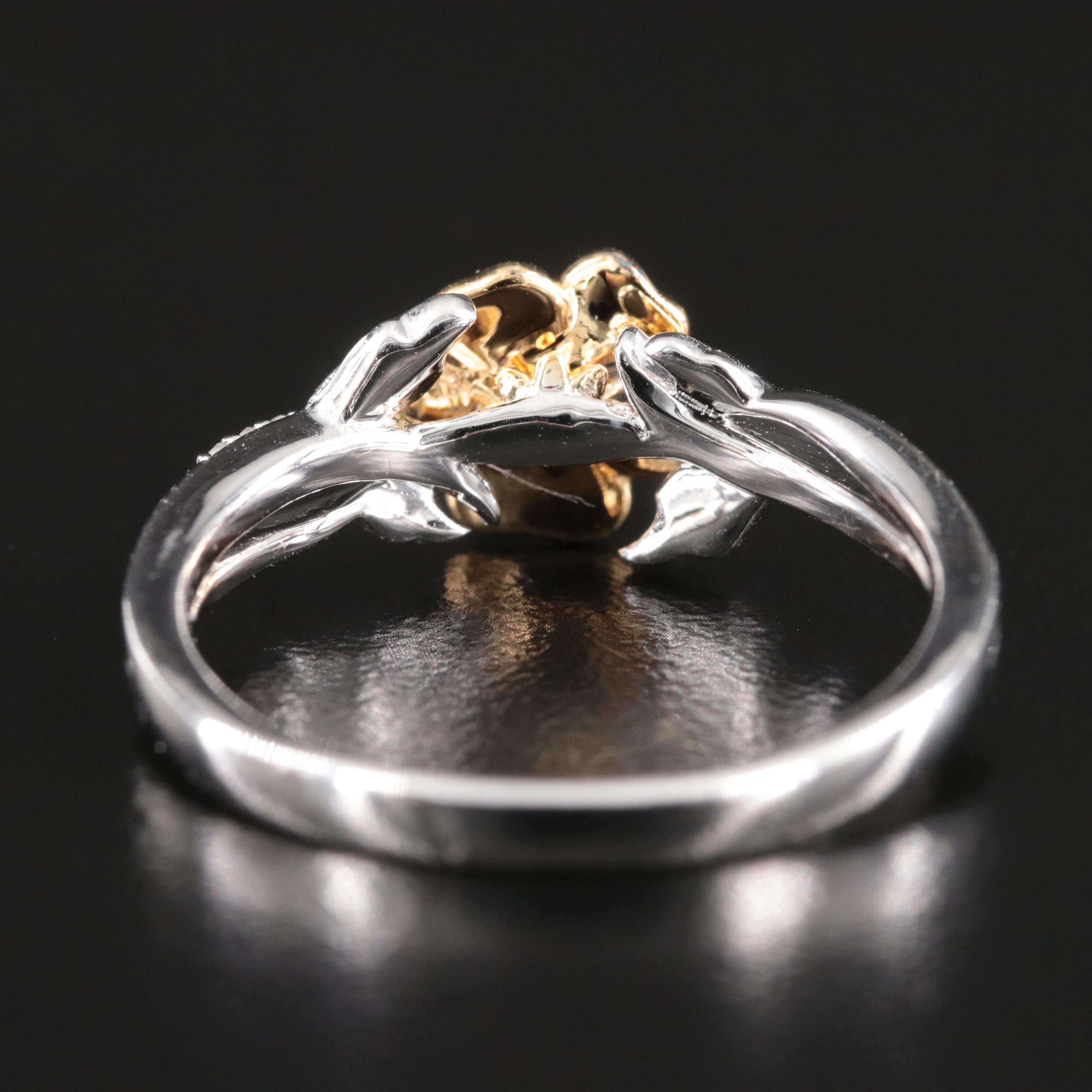 Sterling Diamond Flower Ring