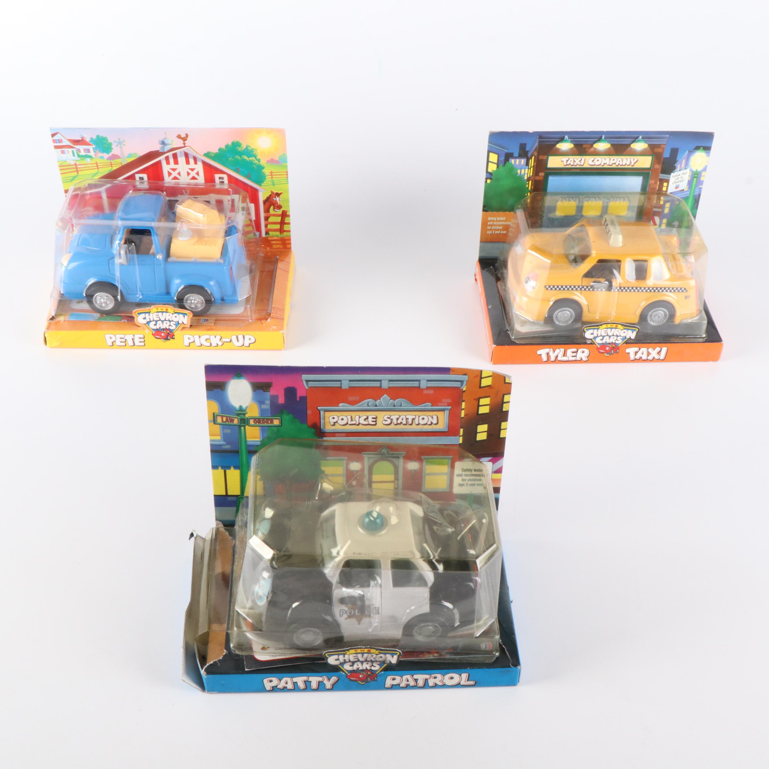 Toy Chevron Cars "Pete Pick-up", "Patty Patrol" and "Tyler Taxi"