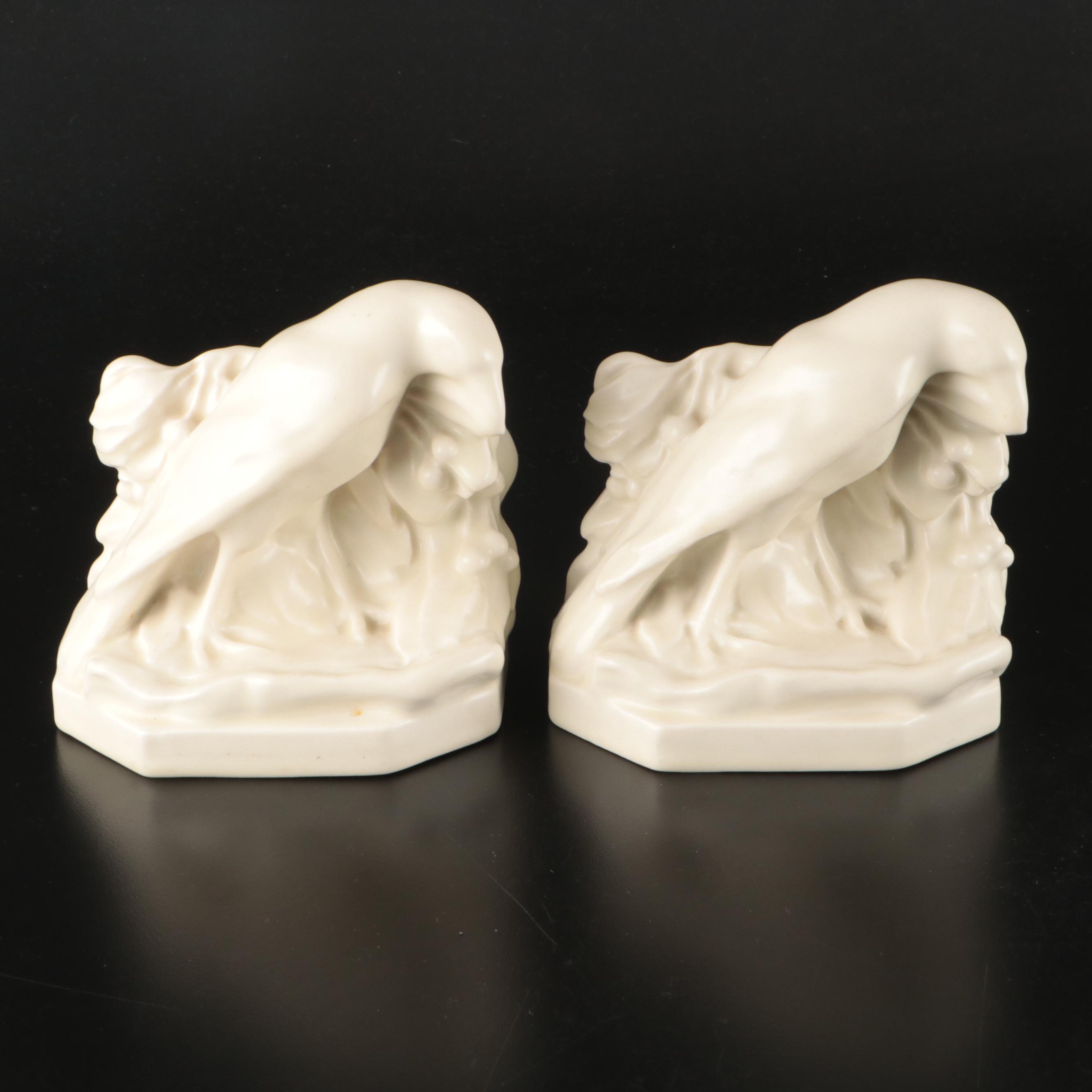 Rookwood Pottery Raven Bookends, 1944