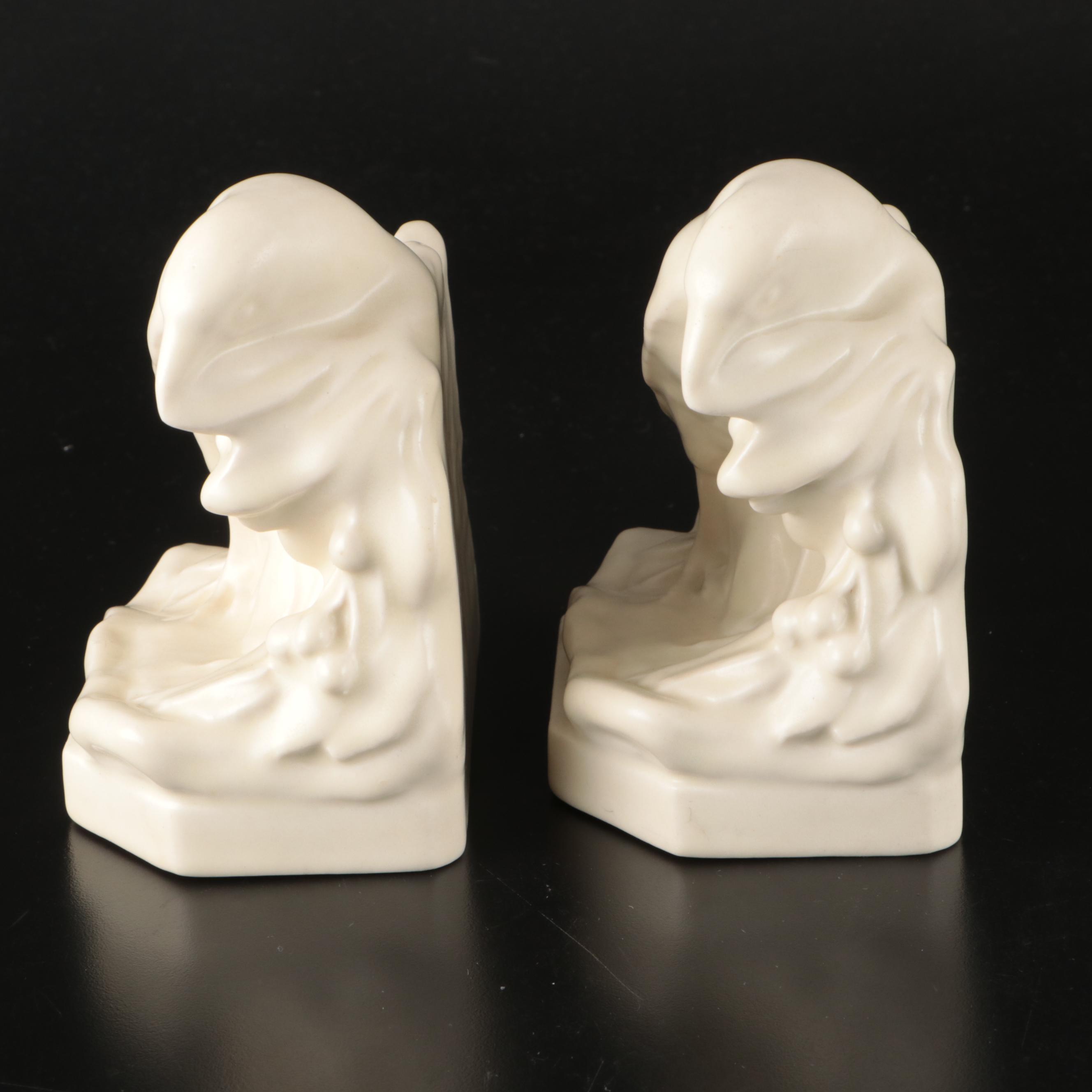 Rookwood Pottery Raven Bookends, 1944