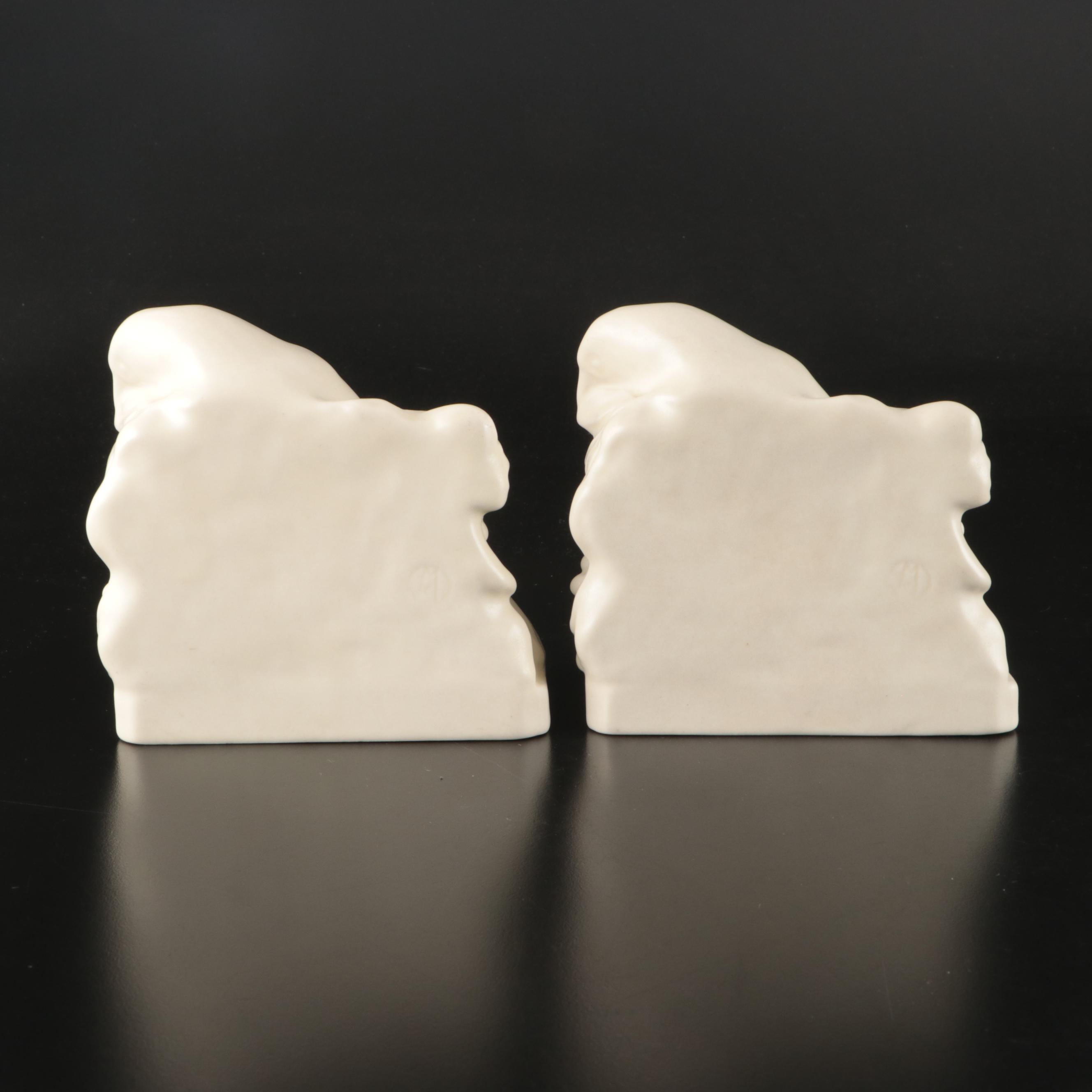 Rookwood Pottery Raven Bookends, 1944