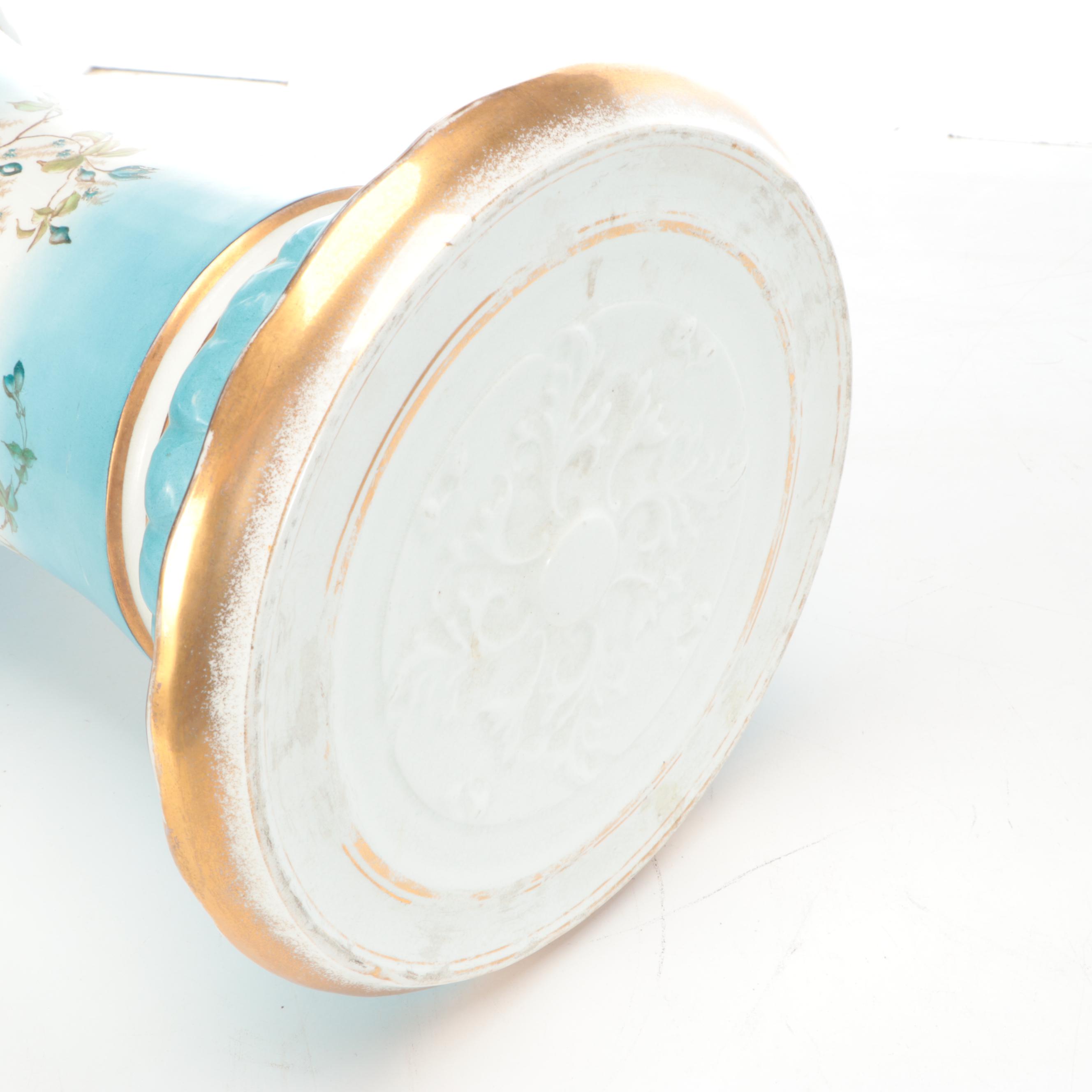 Alba China Rococo Style Floral Ceramic Jardinière and Stand