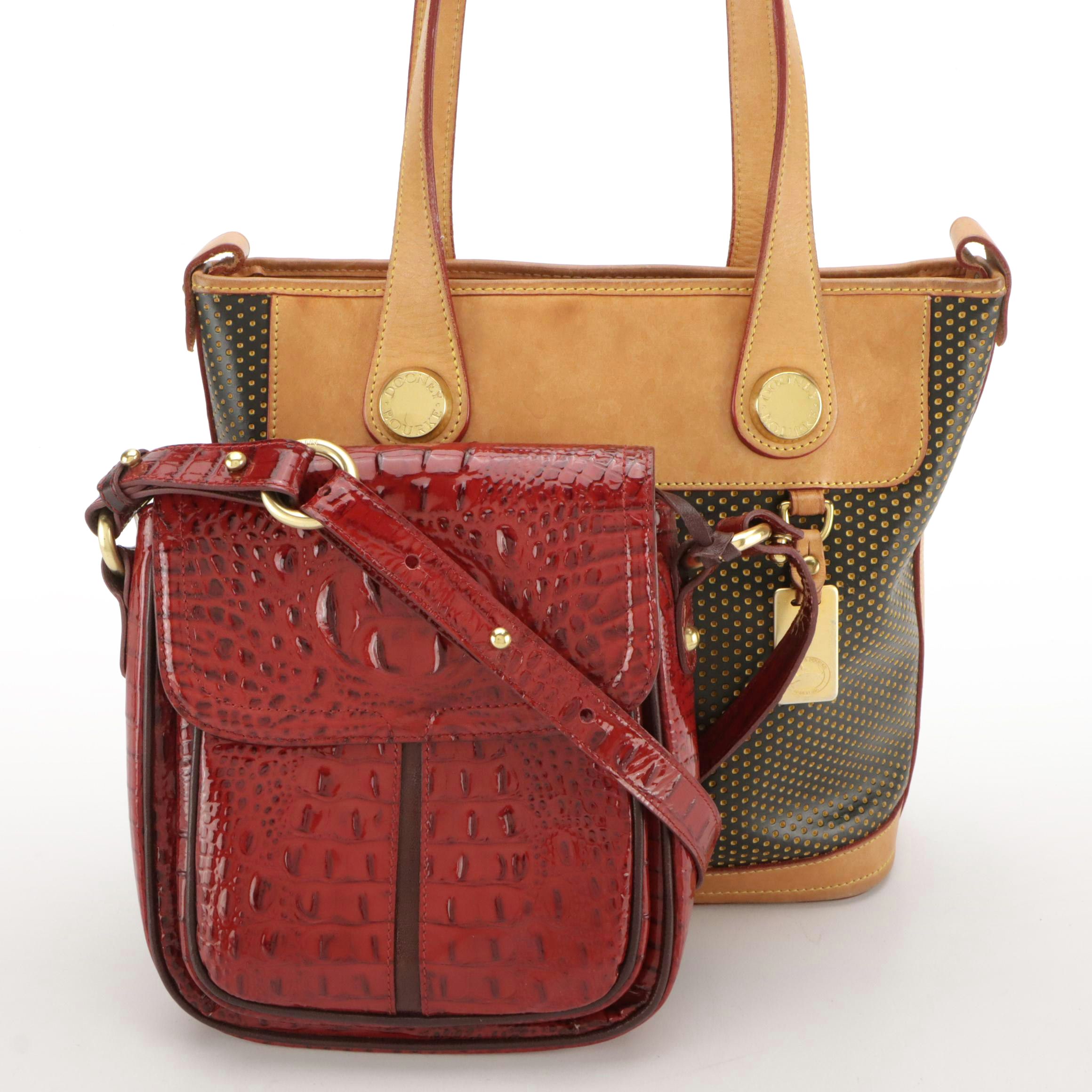 Brahmin Shiny Crocodile Crossbody, Dooney & Bourke Perforated Leather Bucket Bag