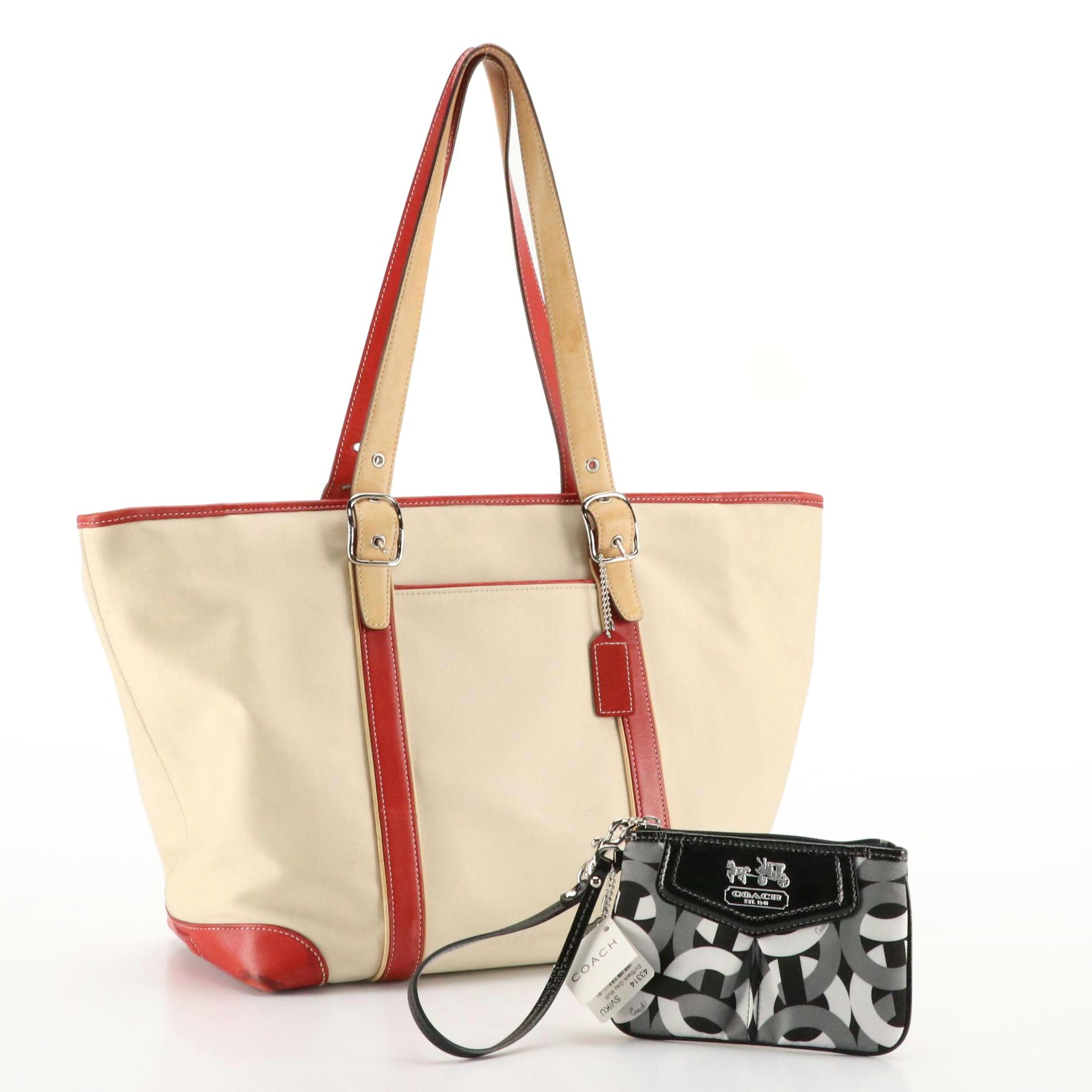Coach Hampton Large Market Tote 7739 and Madison Op Art Wristlet 43314