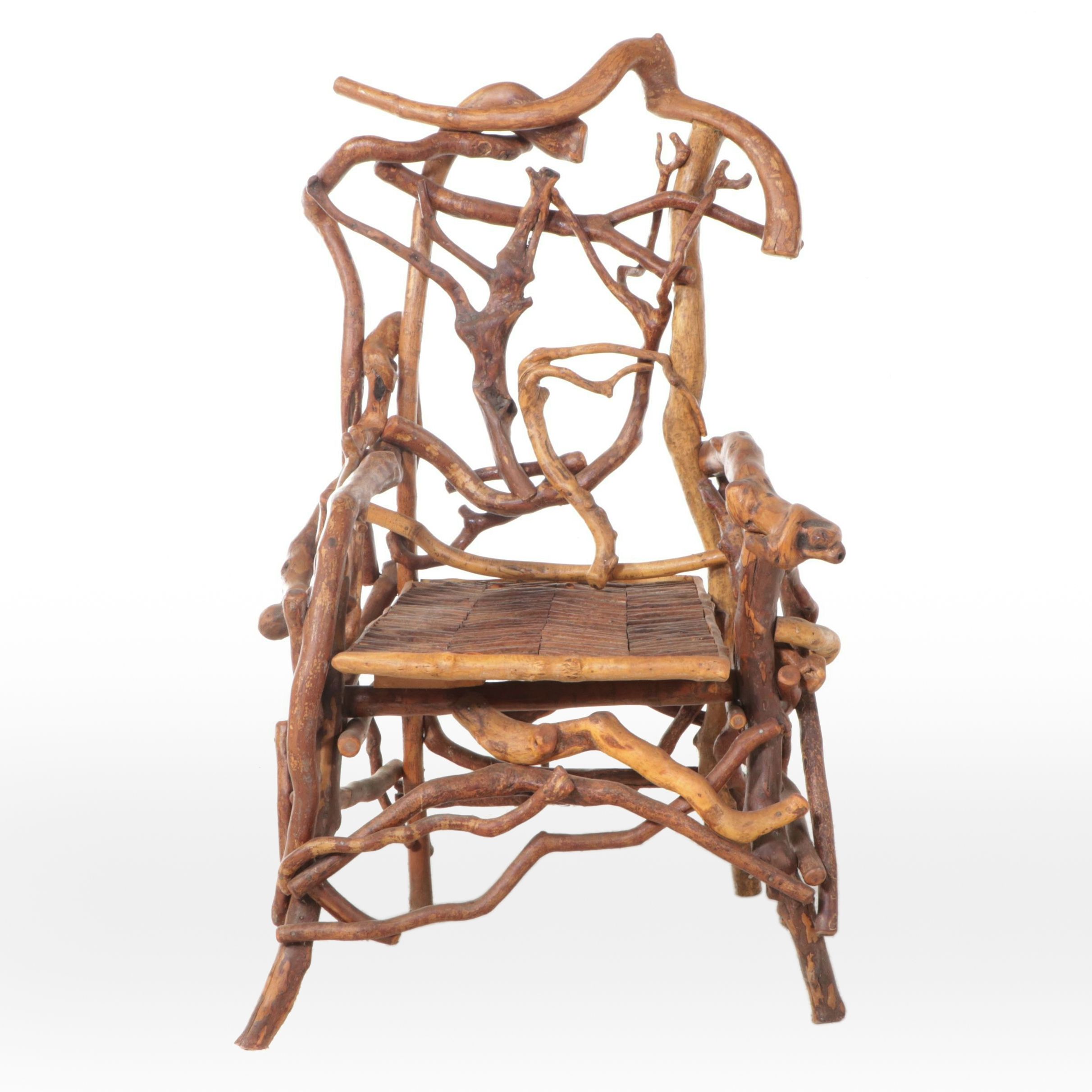 Robert Beaven American Folk Art Branch and Root Armchair, 20th Century