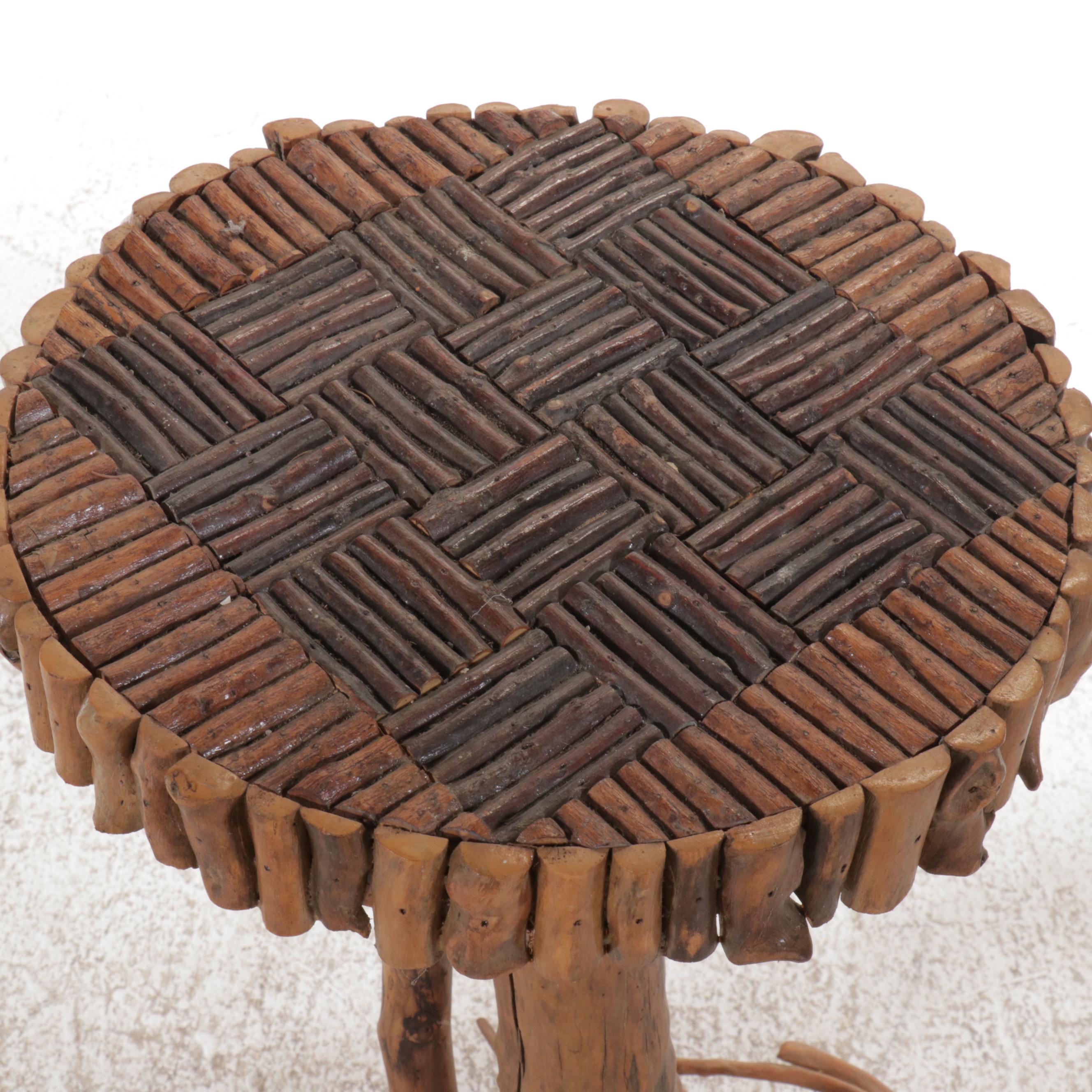 Robert Beaven American Folk Art Branch and Root Round Side Table, 20th Century