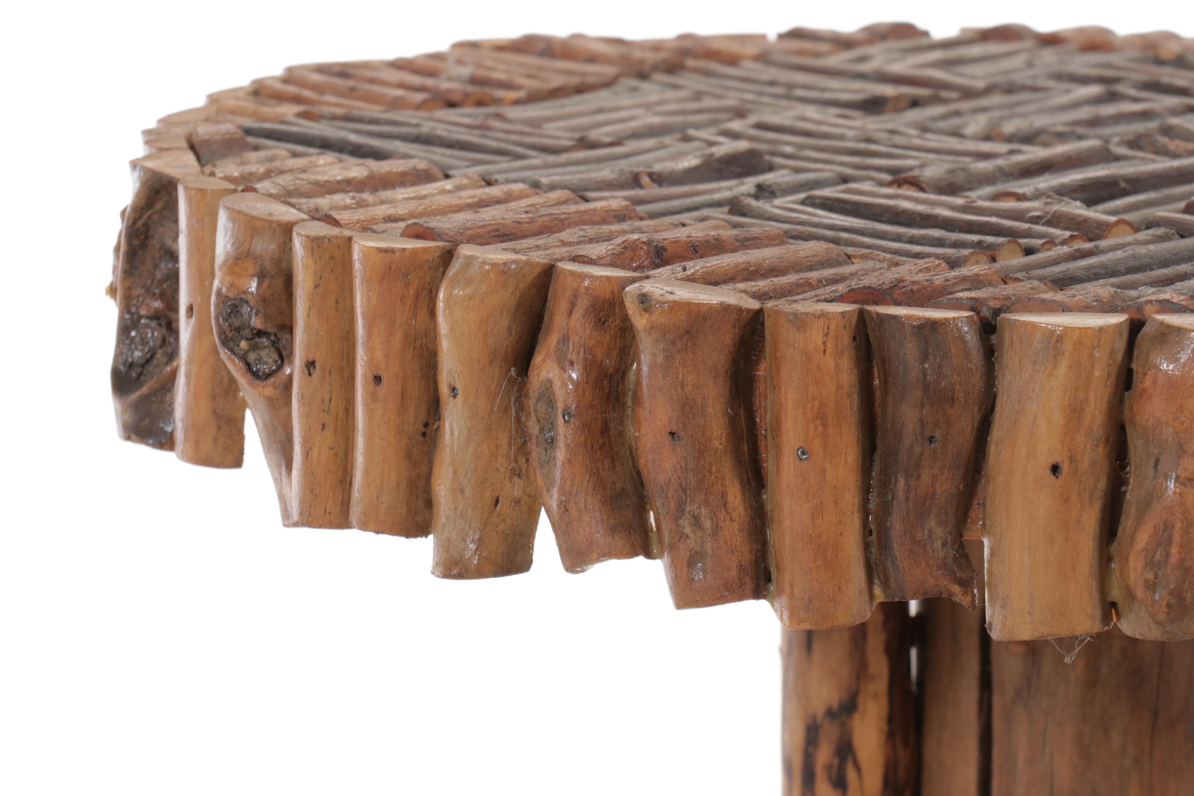 Robert Beaven American Folk Art Branch and Root Round Side Table, 20th Century