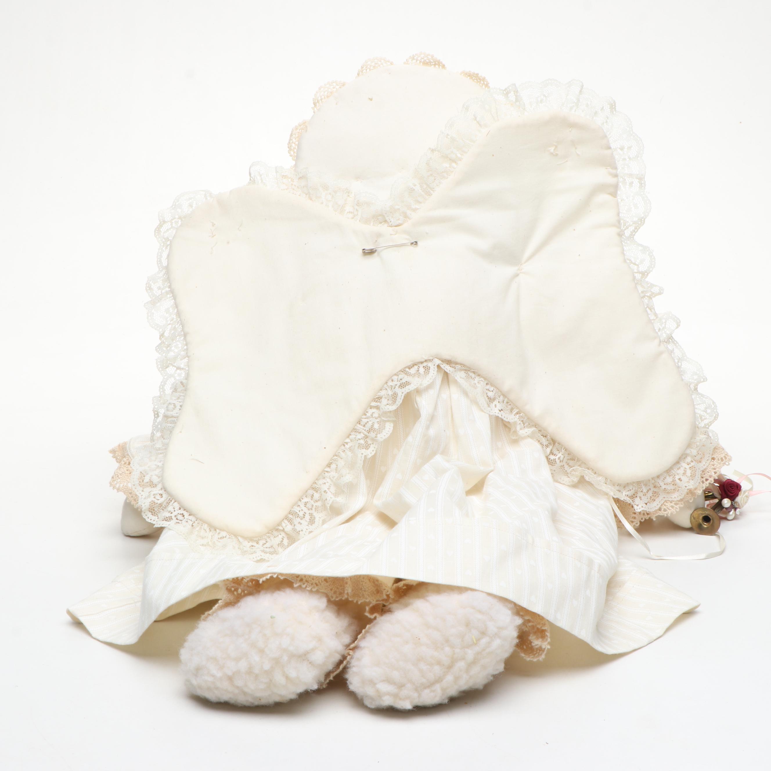 Cloth Angel Doll with Season Flag and Metal Crosses