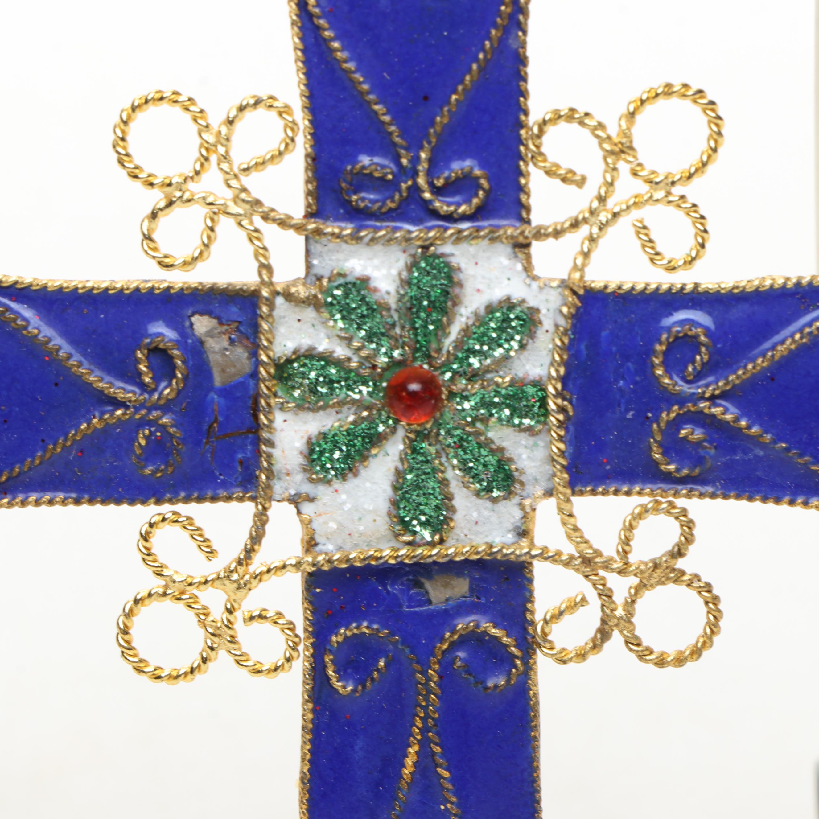 Cloth Angel Doll with Season Flag and Metal Crosses