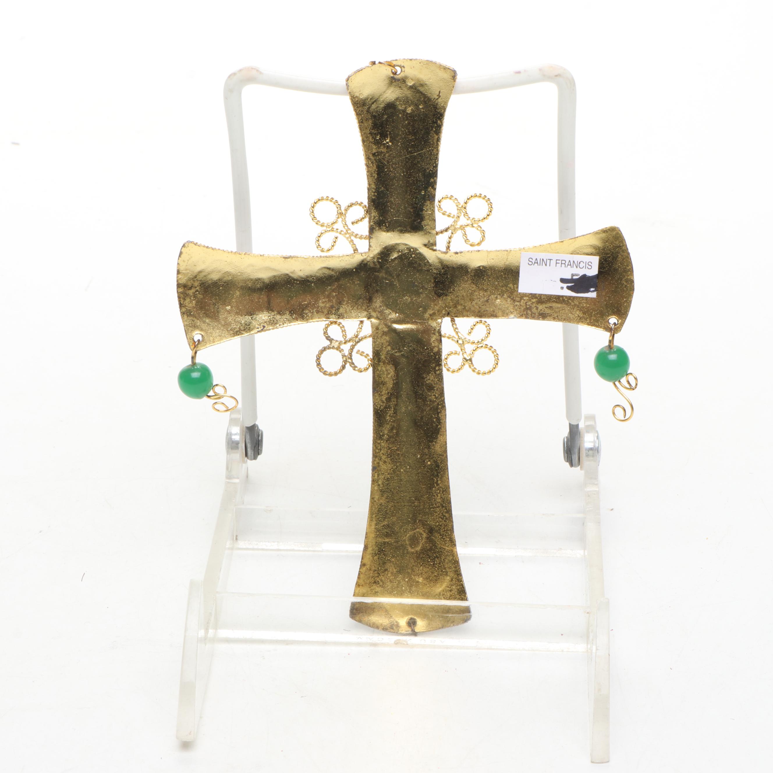 Cloth Angel Doll with Season Flag and Metal Crosses